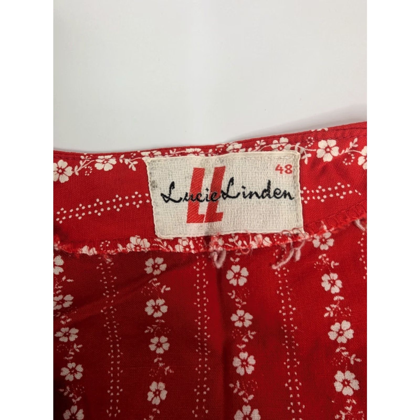 Vintage VINTAGE Lucie Linden Red Floral Vest Skirt Set 3pc 40 48 Size S / US 4 / IT 40 - 7 Thumbnail