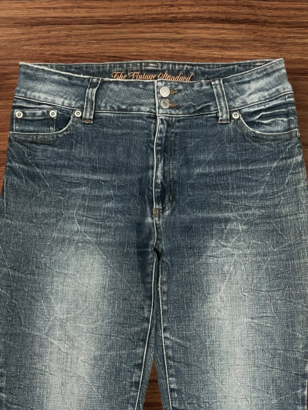 Japanese Brand ⚡️Flare⚡️Vintage Japanese Brand Double Button Dark Washed Jean Size 32" / US 10 / IT 46 - 4 Thumbnail