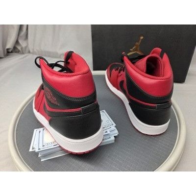 Jordan Brand Nike Air Jordan 1 Mid Reverse Bred 554724-660 Red Black Mens Size US 12 / EU 45 - 11 Thumbnail