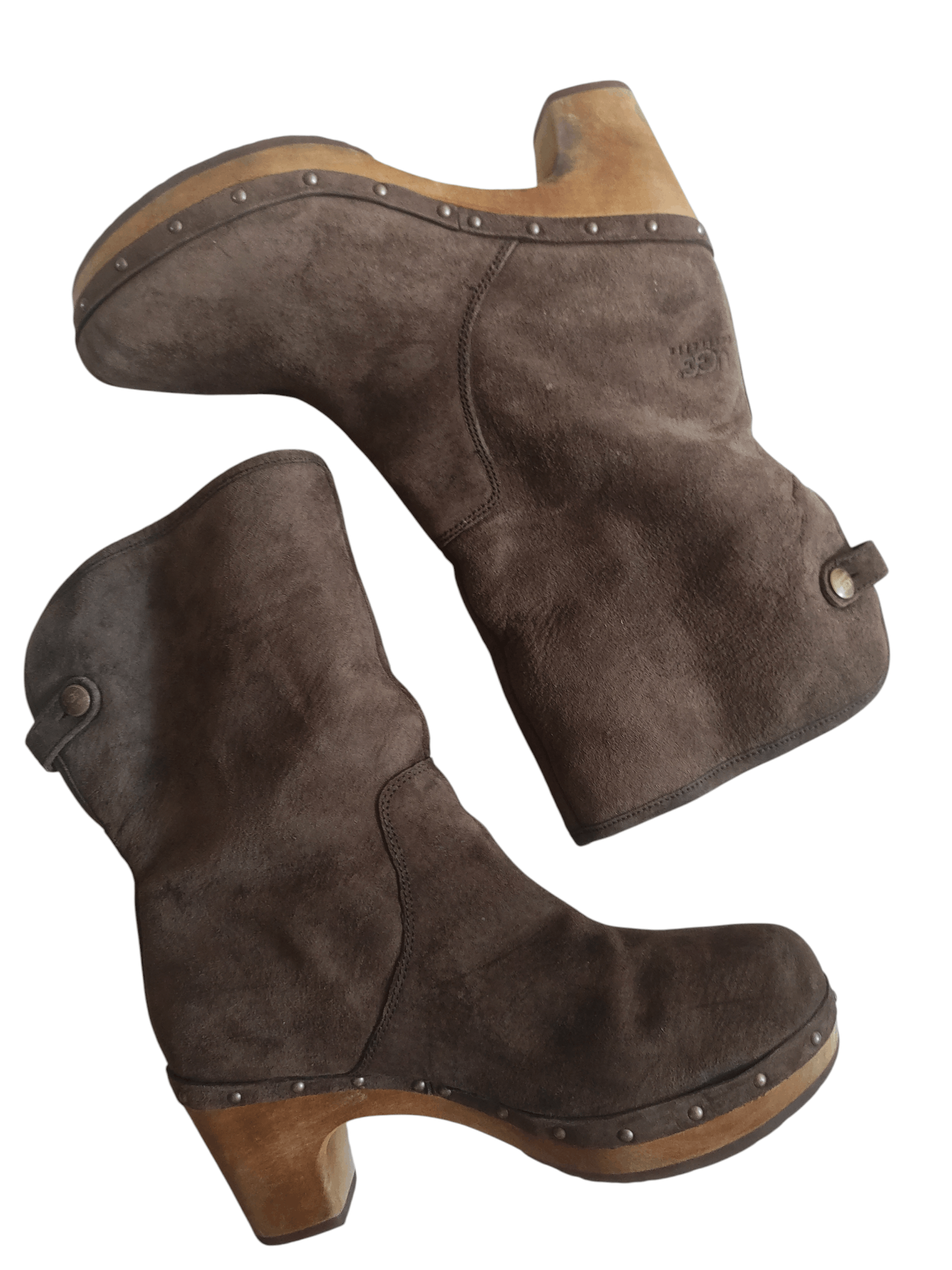 Ugg UGG Women’s Brown Suede Leather Studded Clog Booties Size US 8 / IT 38 - 1 Thumbnail