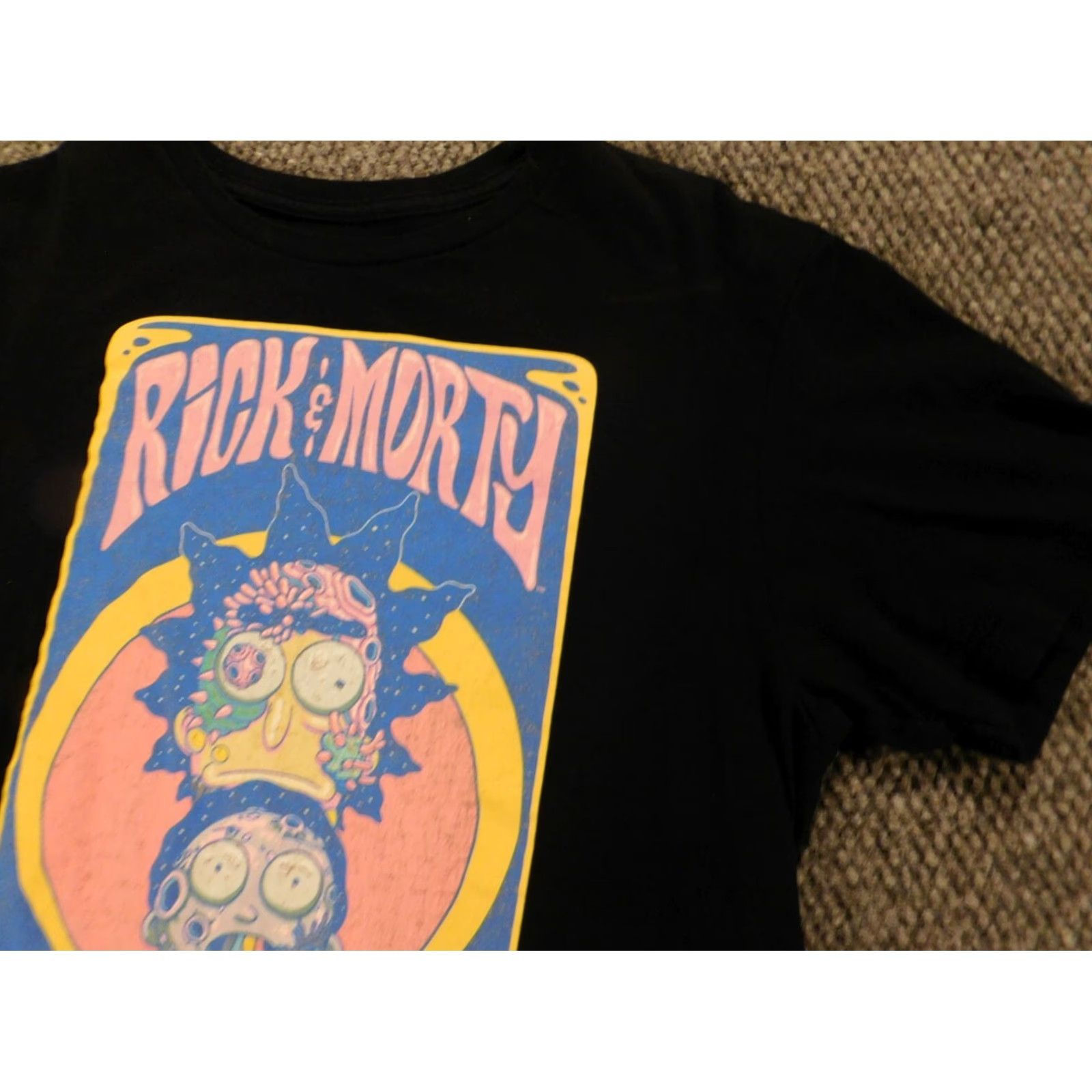 Swims Rick & Morty Mens Shirt Mildu Black T-Shirt Crew Neck Short Sleeve Logo Graphic Adult Swim Cotton Knit Regular M Colorful 90s? Size US M / EU 48-50 / 2 - 5 Thumbnail