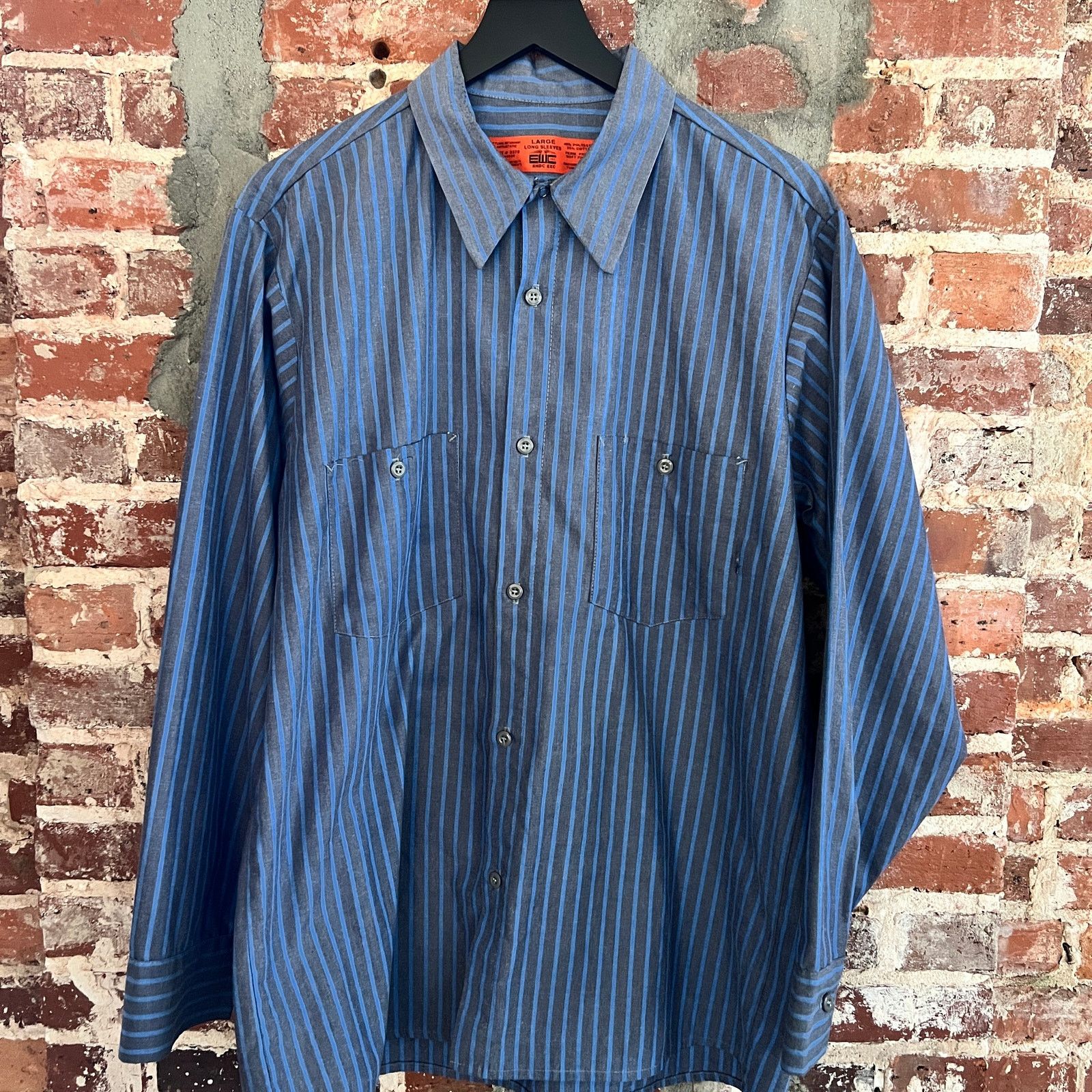Vintage EWC Striped Men's Work Shirt L 24x31 Size US L / EU 52-54 / 3 - 2 Thumbnail