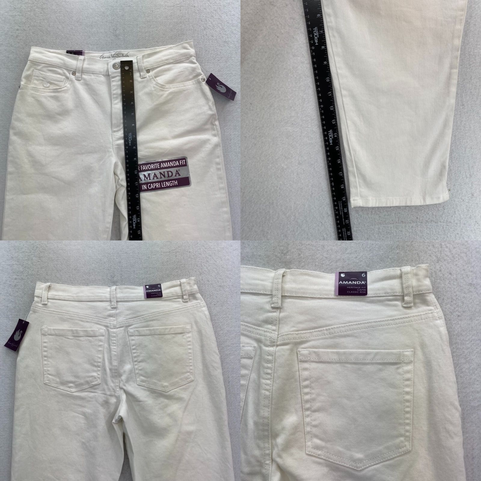 Gloria Vanderbilt Gloria Vanderbilt Amanda Capri Jeans Women's 6 White Stretch Denim Heritage Slim NWT Size ONE SIZE - 8 Thumbnail