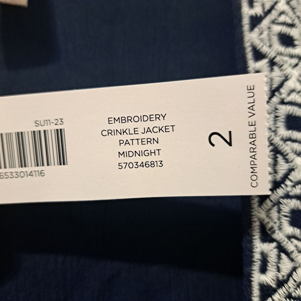 Chicos Chico's Floral Embroidery Pattern Crinkle Open Front Cardi J Size L / US 10 / IT 46 - 6 Thumbnail
