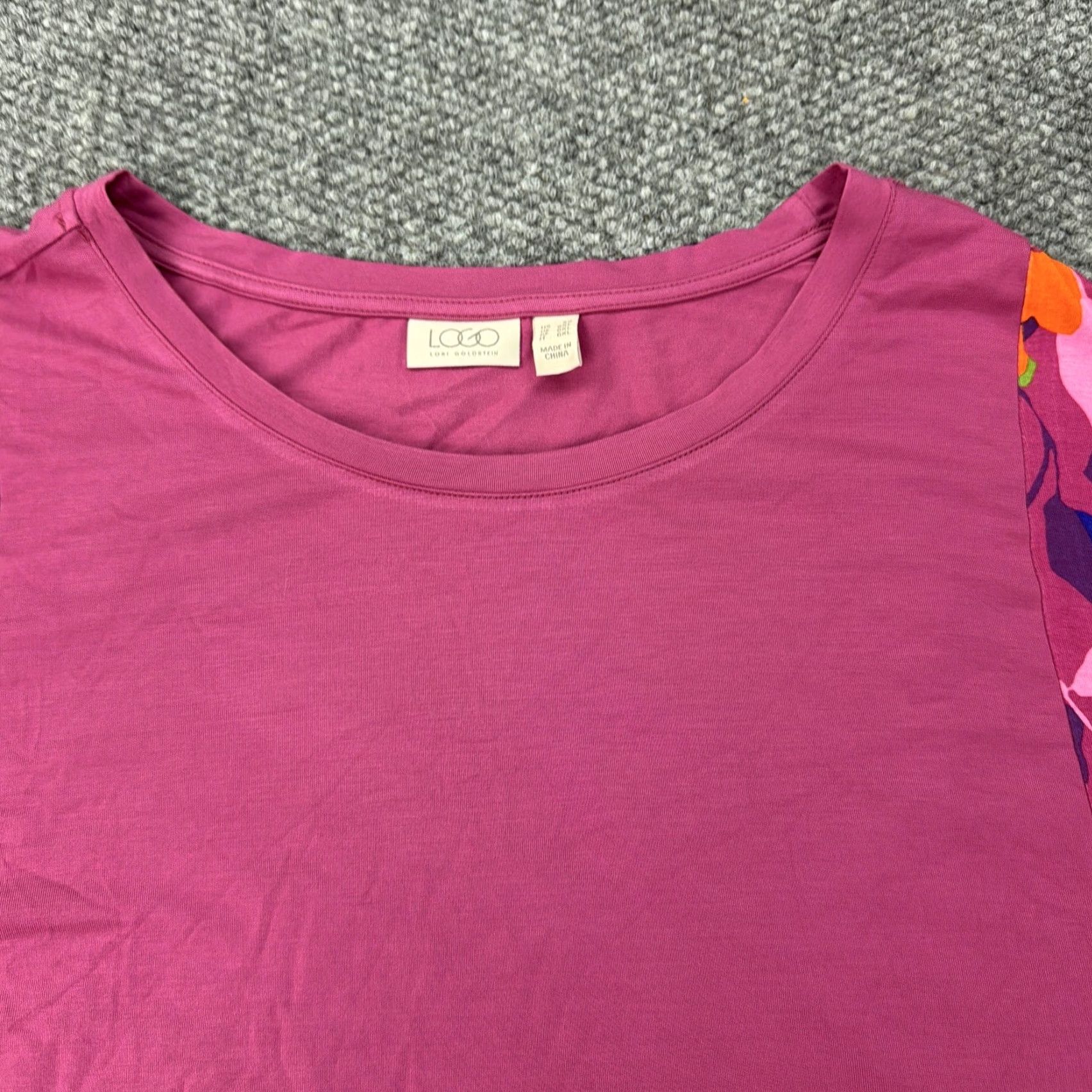 Vintage LOGO Lori Goldstein Shirt Womens 5X Pink Floral Sleeve Tunic Top Plus Pockets Size XXL / US 16-18 / IT 52-54 - 2 Thumbnail