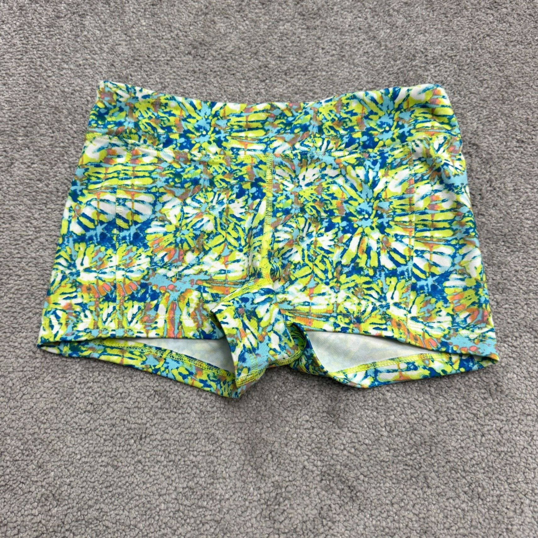 Forever 21 FOREVER 21 Tie-Dye Compression Shorts Womens Small Neon Green Blue Pink Active Size 28" / US 6 / IT 42 - 2 Thumbnail