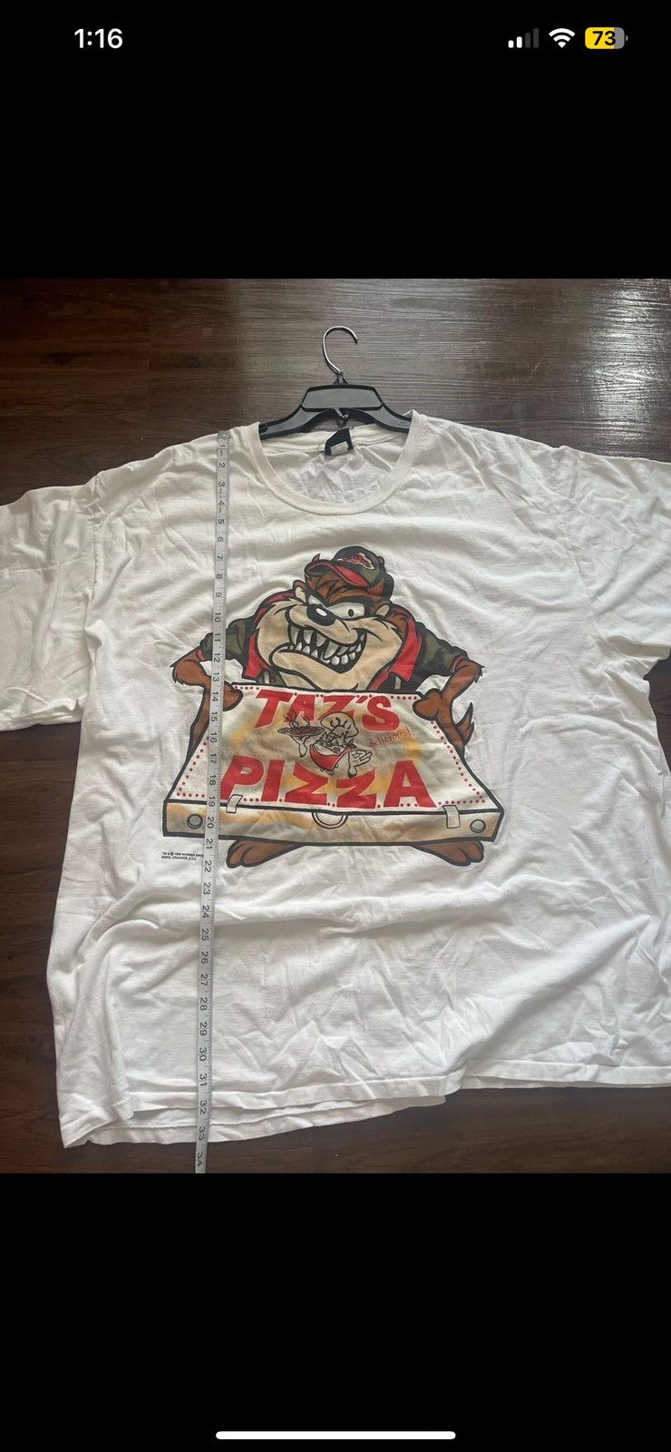 Changes × Vintage Vintage 1996 Warner Taz Pizza Double Sided Single Stitch Size US XXL / EU 58 / 5 - 17 Thumbnail