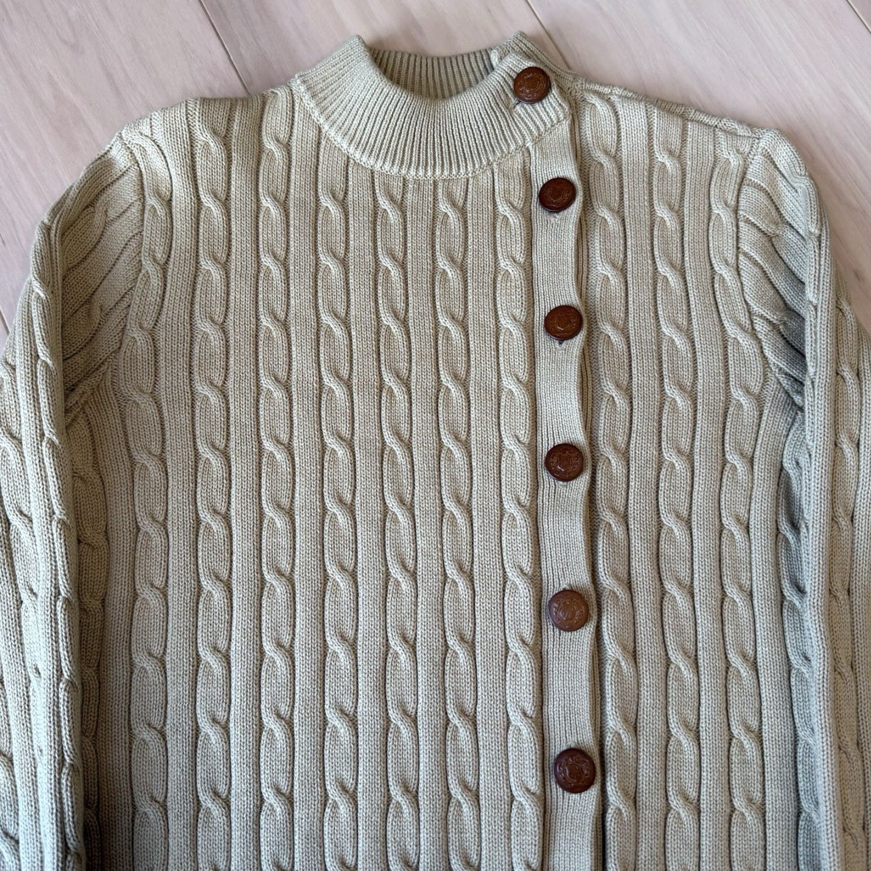 Ralph Lauren Lauren Ralph Lauren Cable Knit Sweater Women's Small Khaki Brown Cotton Pullover Size S / US 4 / IT 40 - 4 Thumbnail