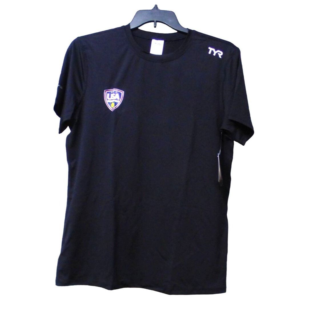 image of Tyr Men’S “Water Polo” Short Sleeve Rushguard Tee, Size L, B in Black, Men's
