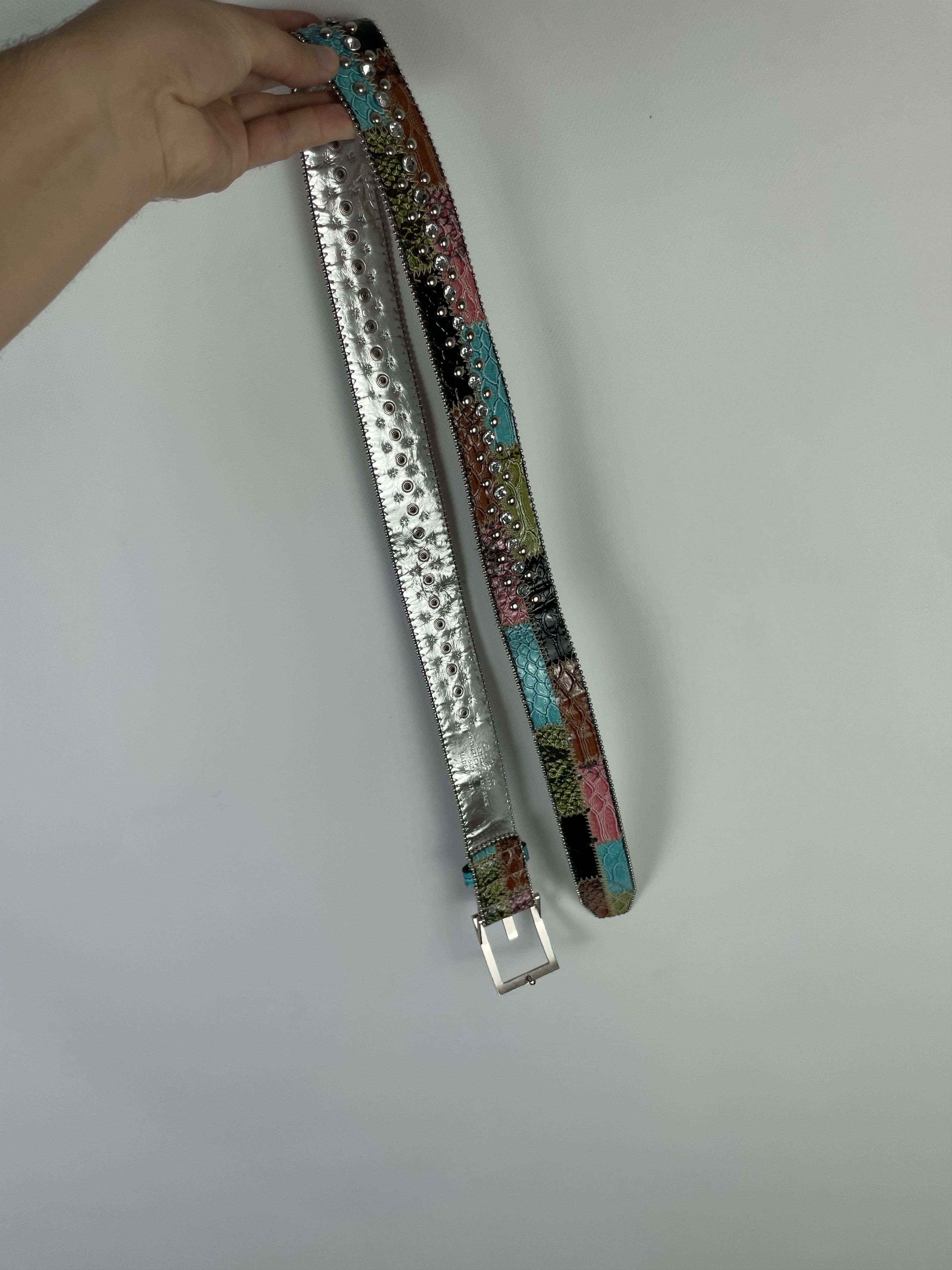 Guess Guess Belt Patchwork leather Y2k Crystals Studded Rhinestone Size ONE SIZE - 6 Thumbnail