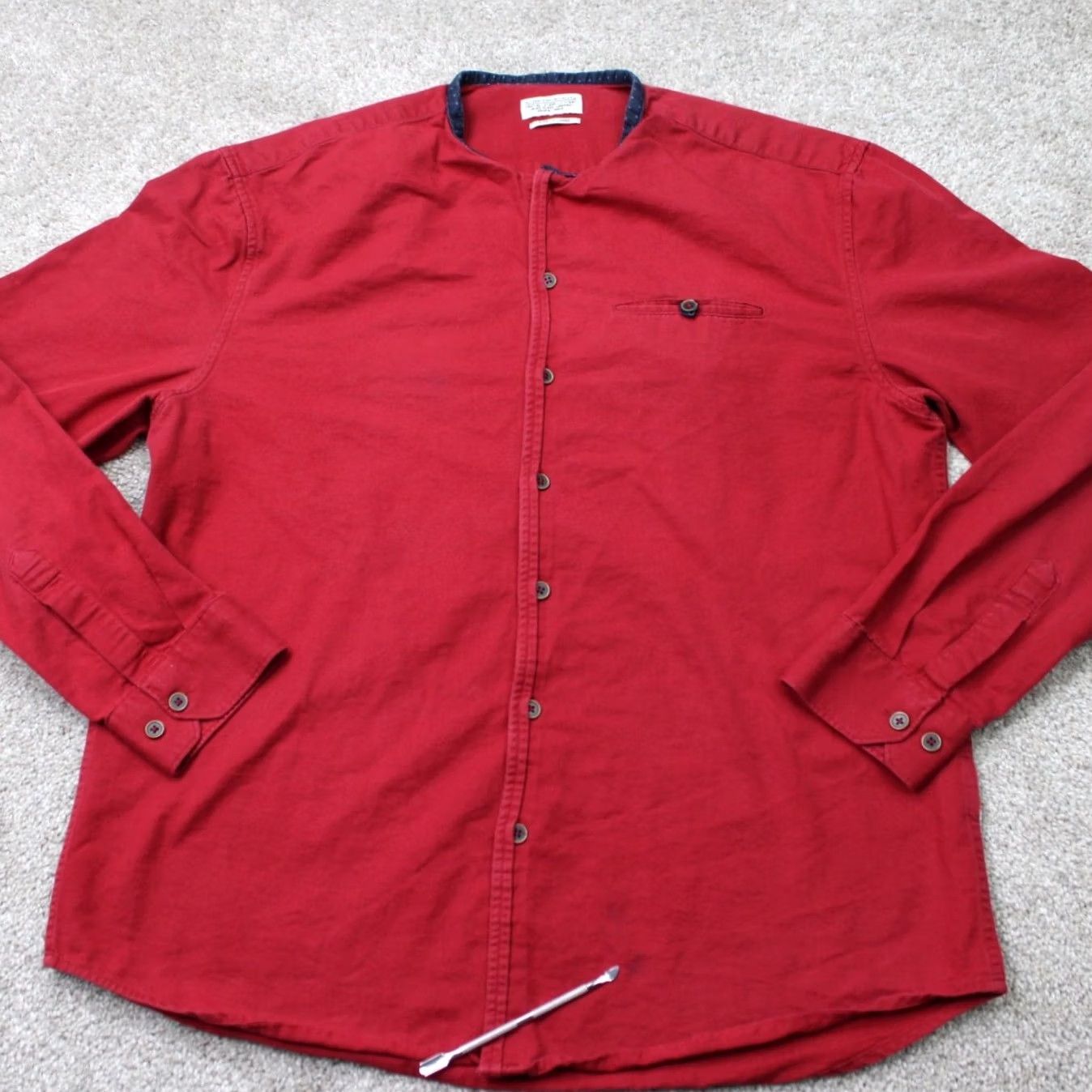 Allsaints All Saints Red Shirt Men XL Long Sleeve Button Spital Fields Pocket Collar Size US XL / EU 56 / 4 - 6 Thumbnail