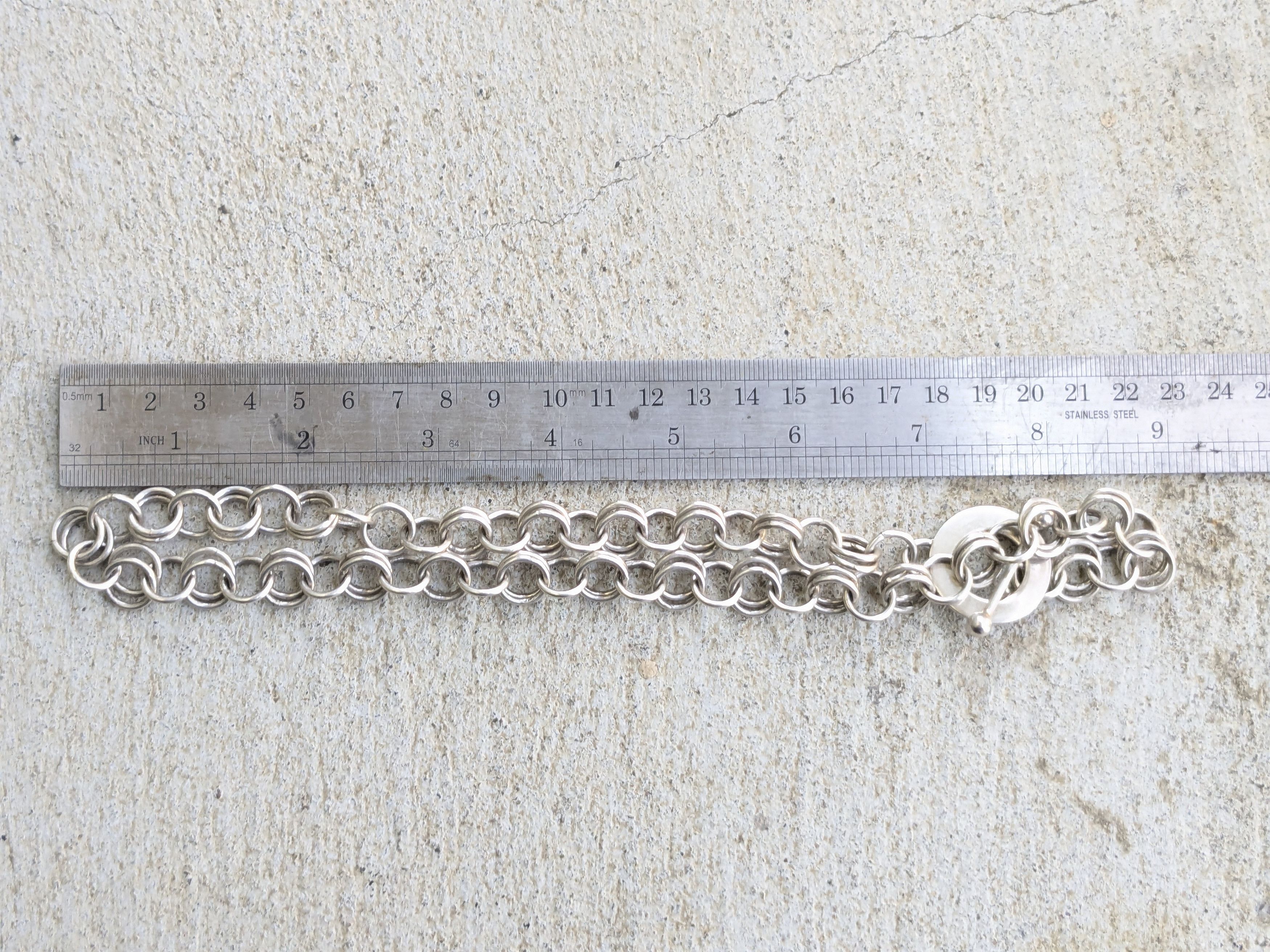 Jewelry Vintage Sterling Silver Choker Necklace Round Toggle Chain Size ONE SIZE - 10 Thumbnail