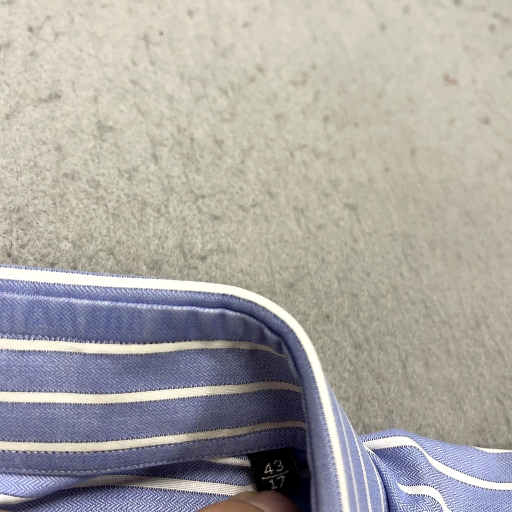 Canali Canali Dress Shirt Mens 17 43 Blue Stripe Classic Fit 100% Cotton Made Italy Size 46R - 5 Thumbnail
