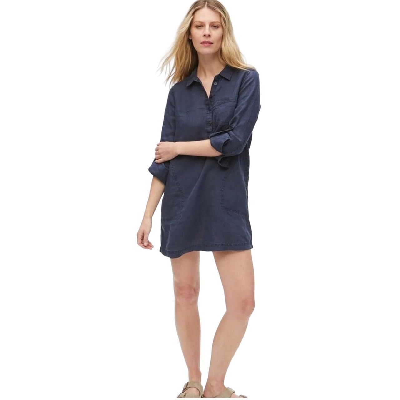 Michael Stars Michael Stars Eleanor Linen Dress, Admiral Blue, Size 1X Size XL / US 12-14 / IT 48-50 - 1 Thumbnail