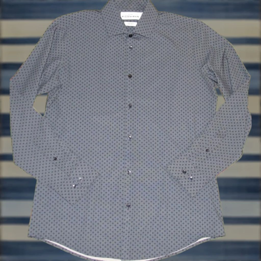 Mizzen+Main MIZZEN + MAIN Blue Printed Long Sleeve Button Down Shirt Large Mens XS? Size US L / EU 52-54 / 3 - 1 Thumbnail