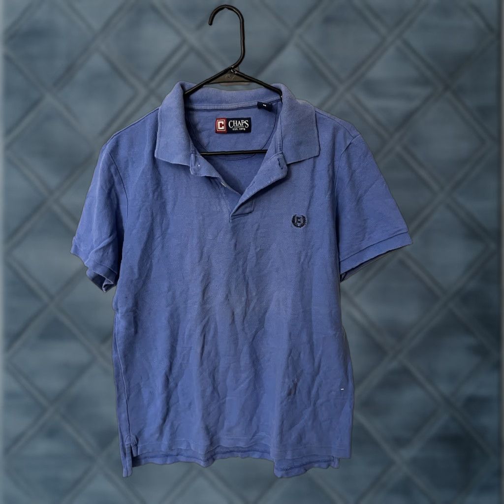 Chaps VINTAGE Chaps Polo Shirt Men's Regular Fit Short Sleeve Blue 100% Cotton Medium Polo Golf American Brand Logo Shirts Men Size US M / EU 48-50 / 2 - 1 Thumbnail