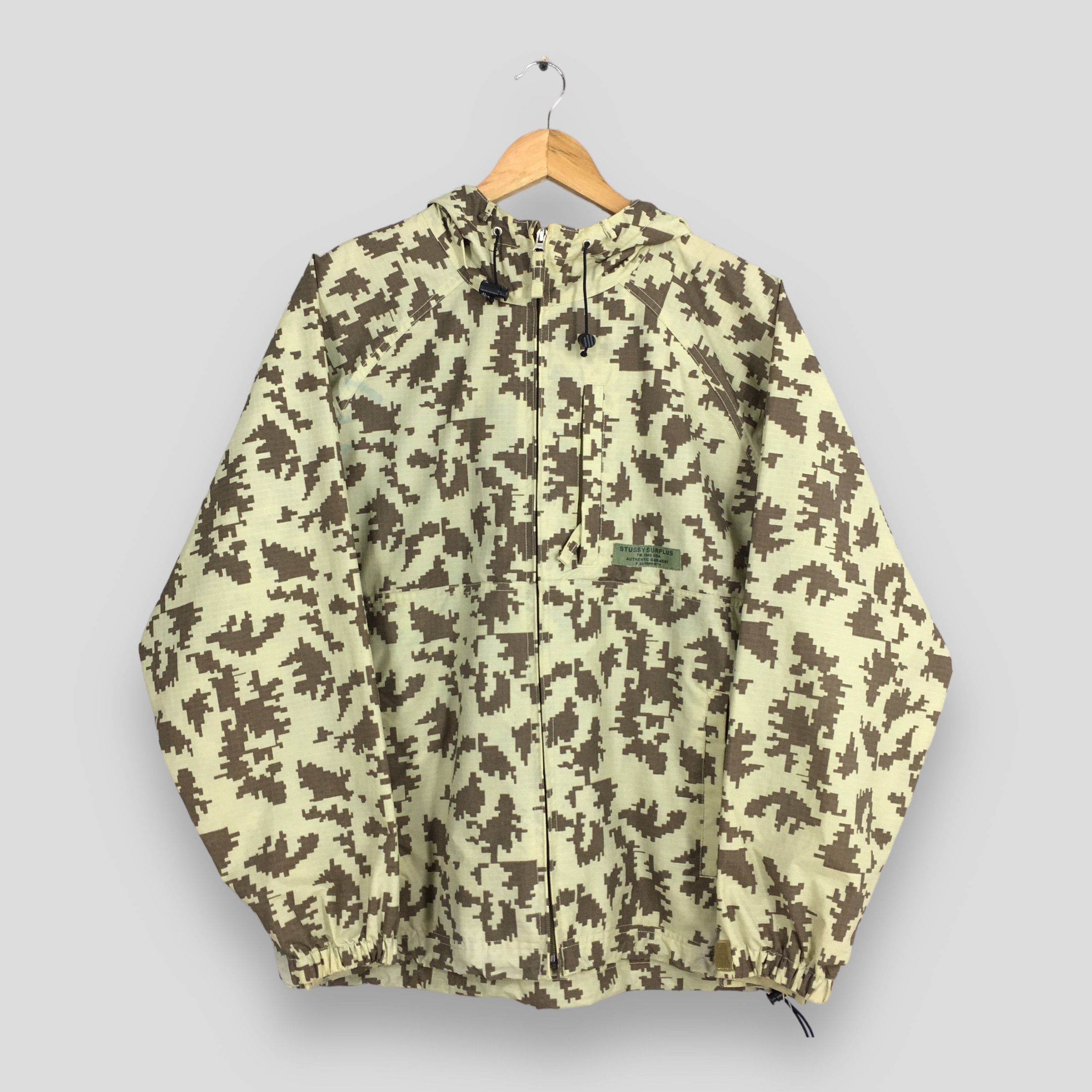 Vintage Stussy Hoodie Surplus Camo Windbreaker Small