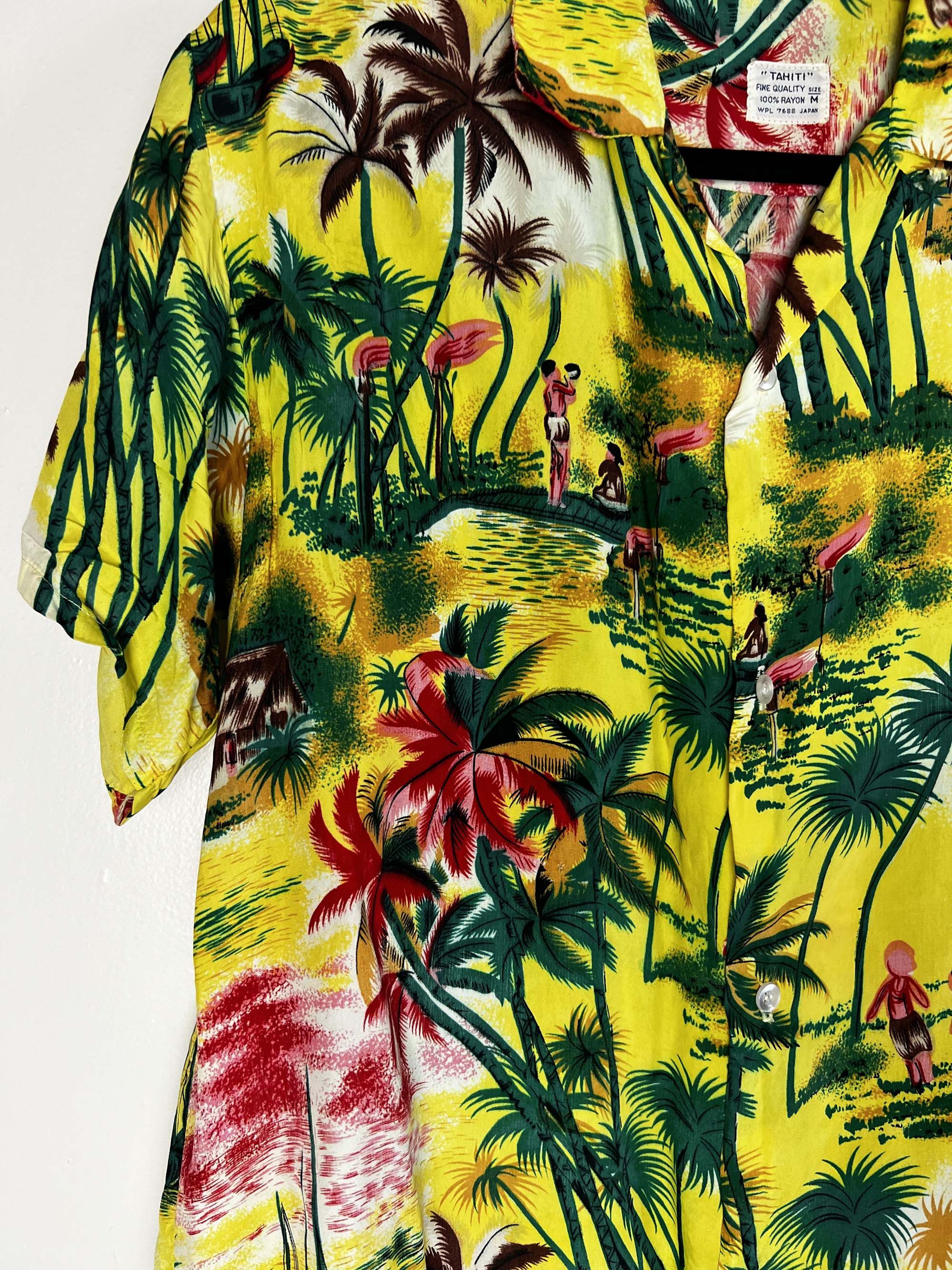Vintage Vintage 1940's-1950's TAHITI Rayon Island Palm Tree Shirt Size US M / EU 48-50 / 2 - 6 Thumbnail