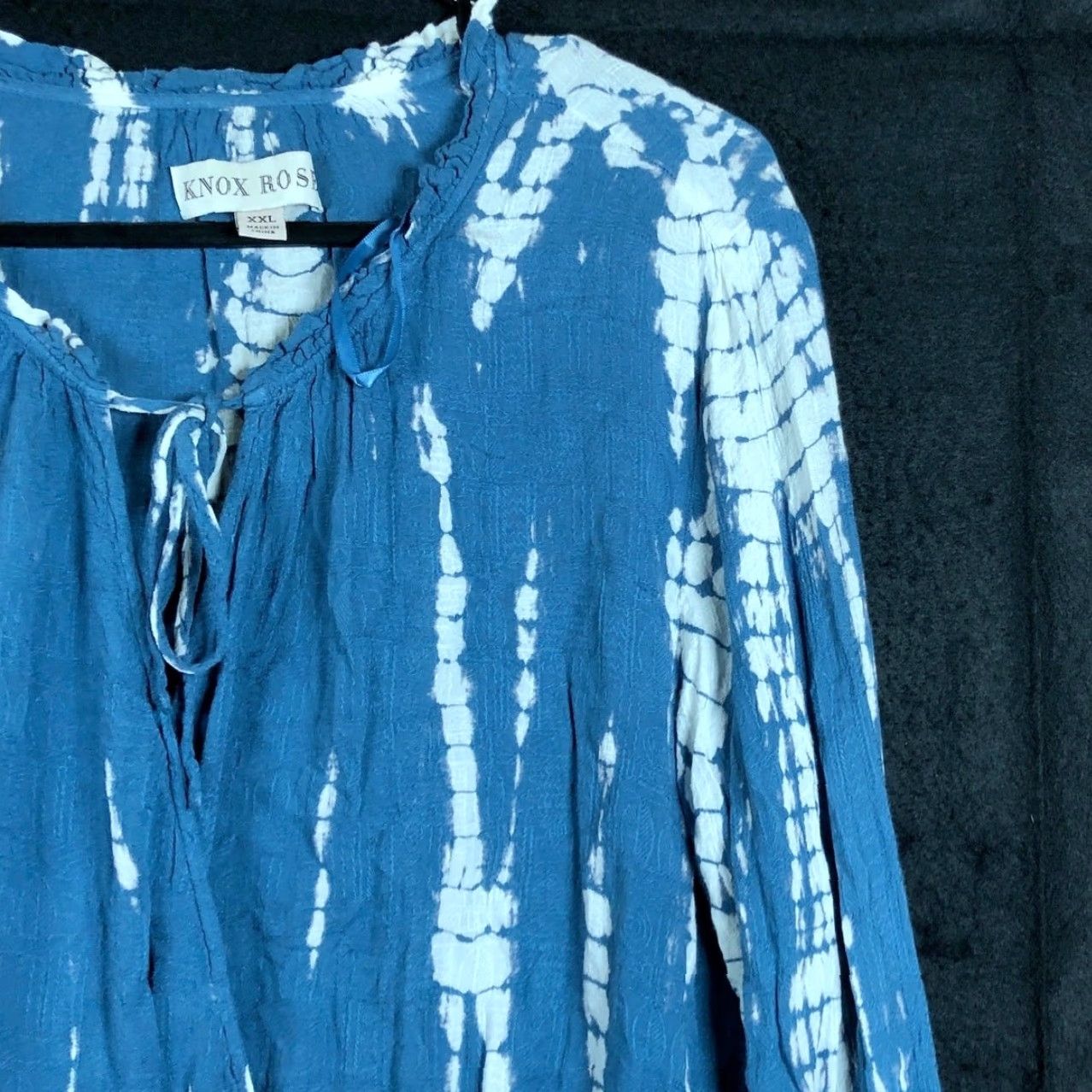 Vintage VINTAGE Knox Rose Blouse Womens Blue White V-Neck Long Sleeve 2XL Boho Casual Bohemian Normcore Peasant Tasseled N/A Size XXL / US 16-18 / IT 52-54 - 5 Thumbnail