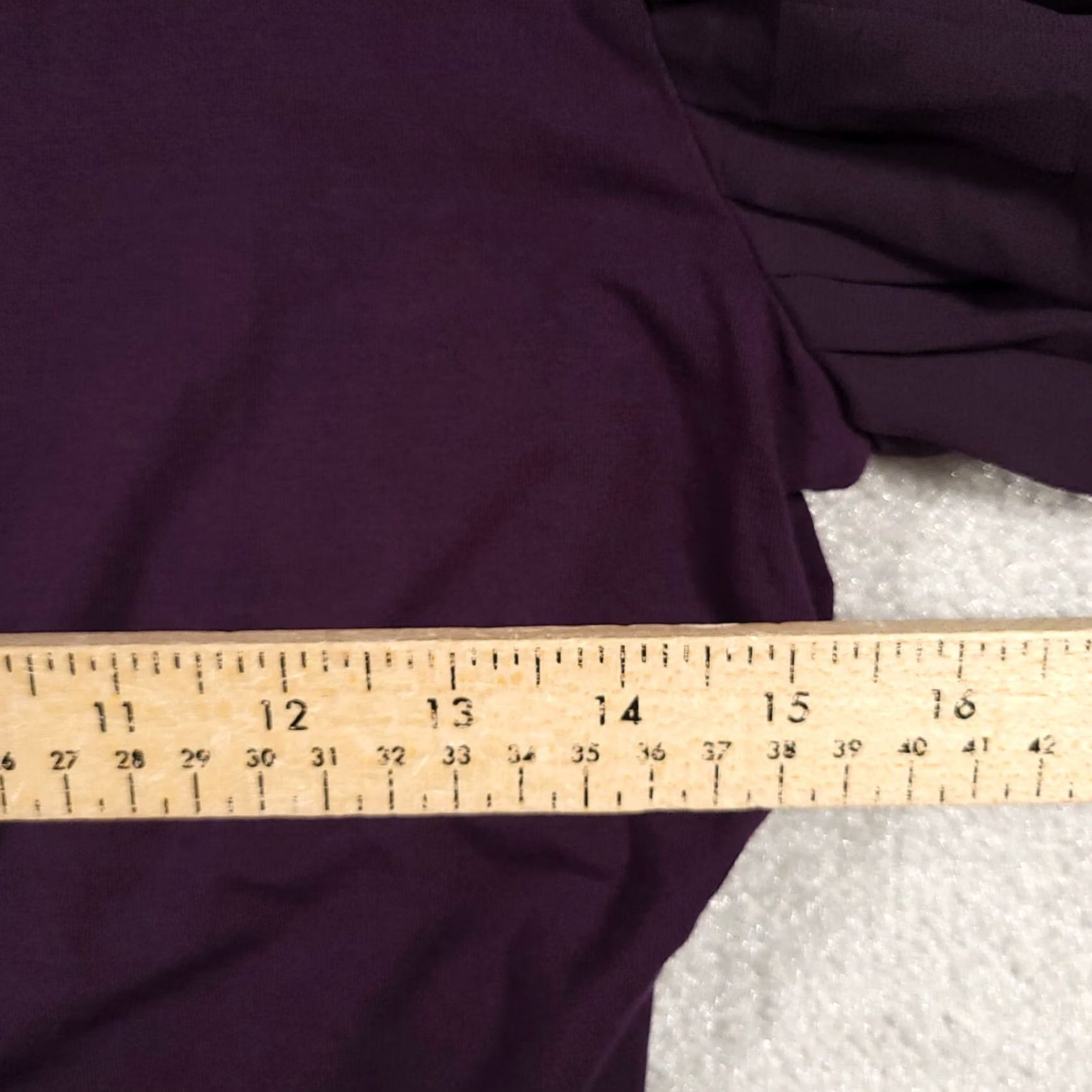 Vintage Tahari Shirt Women's XS Purple Short Balloon Sleeve Blouse Round Neck Stretch Shirt Size XS / US 0-2 / IT 36-38 - 7 Thumbnail