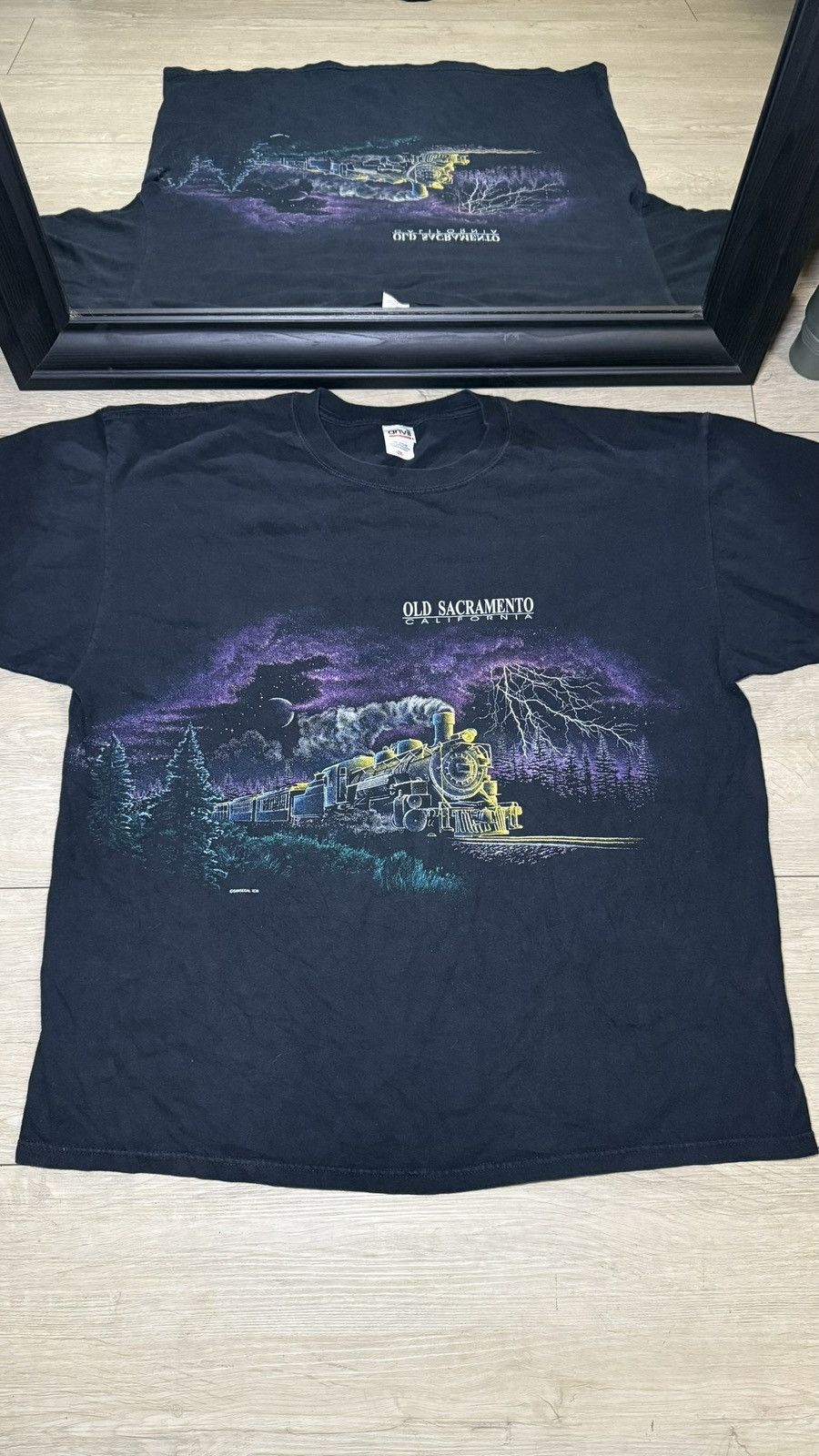 Liquid Blue Vintage / Y2K 1990s Old Sacramento Lightning Train All Over Size US XXL / EU 58 / 5 - 1 Thumbnail