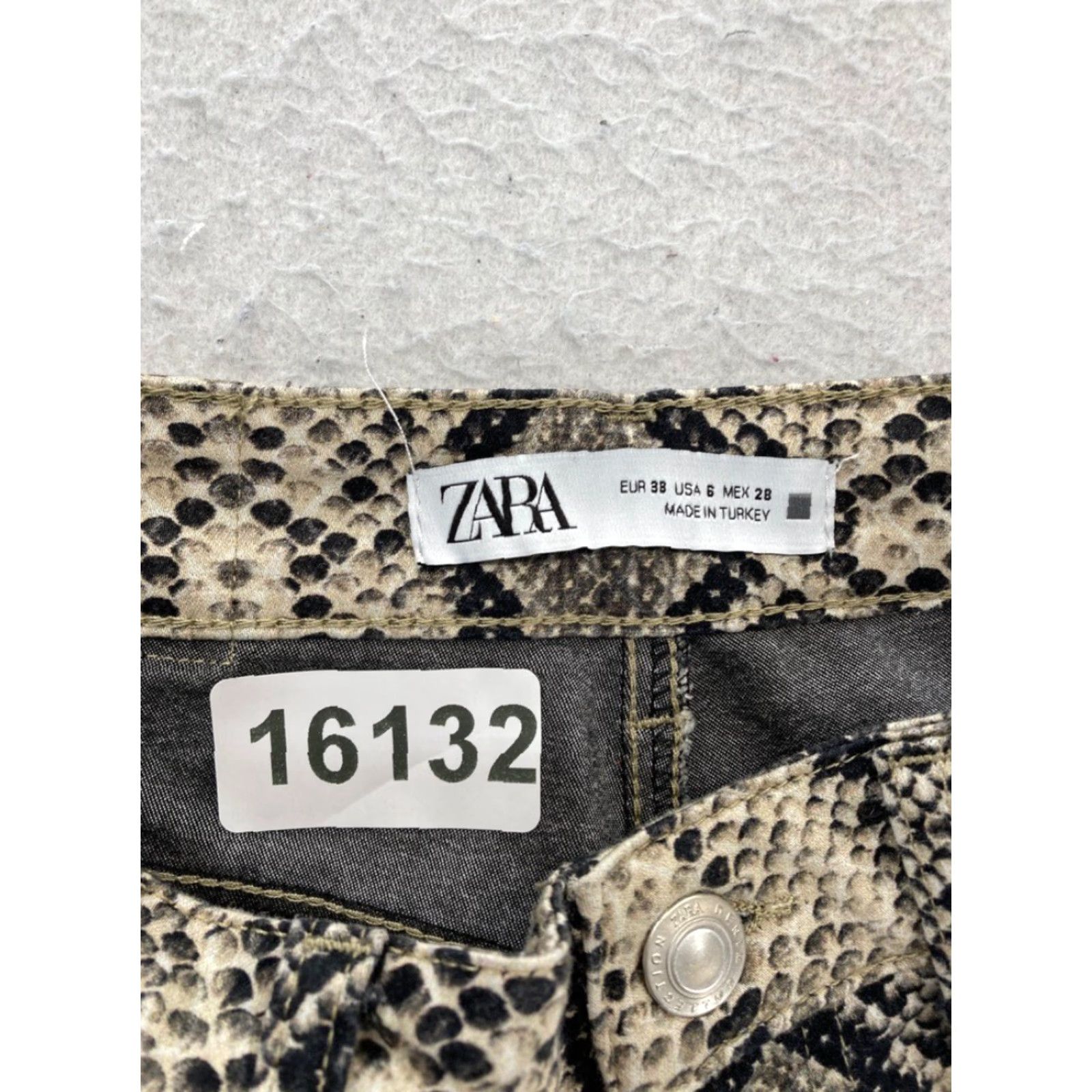 Zara ZARA Pants Women's 6 Brown Stretch Snakeskin Print Skinny Ankle Mid Rise Career Size 26" / US 2 / IT 38 - 4 Thumbnail