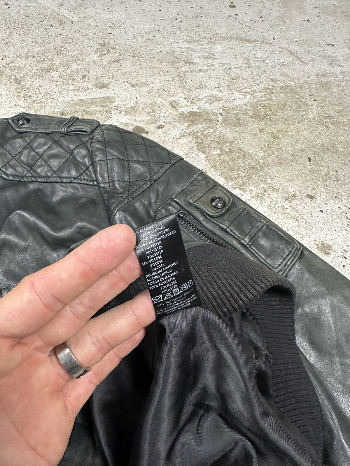 Genuine Leather × The Kooples The Kooples Khaki Biker Lamb Leather Jacket Size US L / EU 52-54 / 3 - 15 Thumbnail