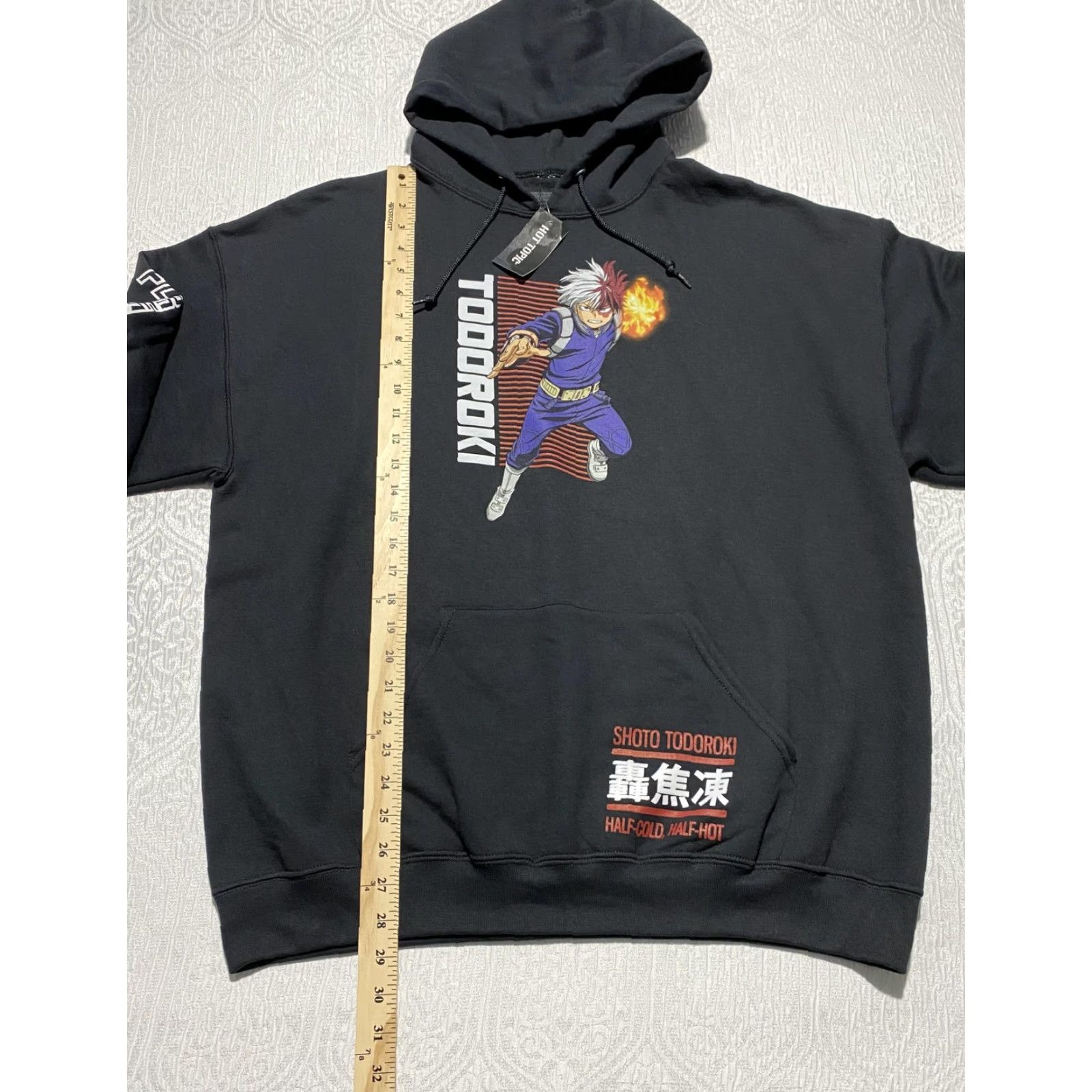 Vintage My Hero Academia Shoto Todoroki Hoodie Mens XL Black Flashfreeze Heatwave Hoodie Pullover Graphic Print Pockets Hooded JANOS? Size US XL / EU 56 / 4 - 7 Thumbnail