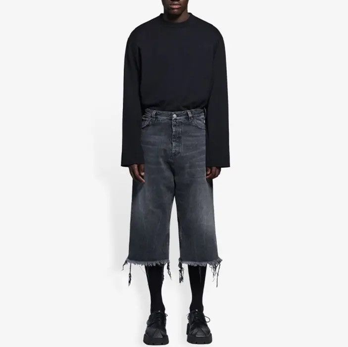 Pre-owned Balenciaga Super Cropped Denim Shorts Black Ss21