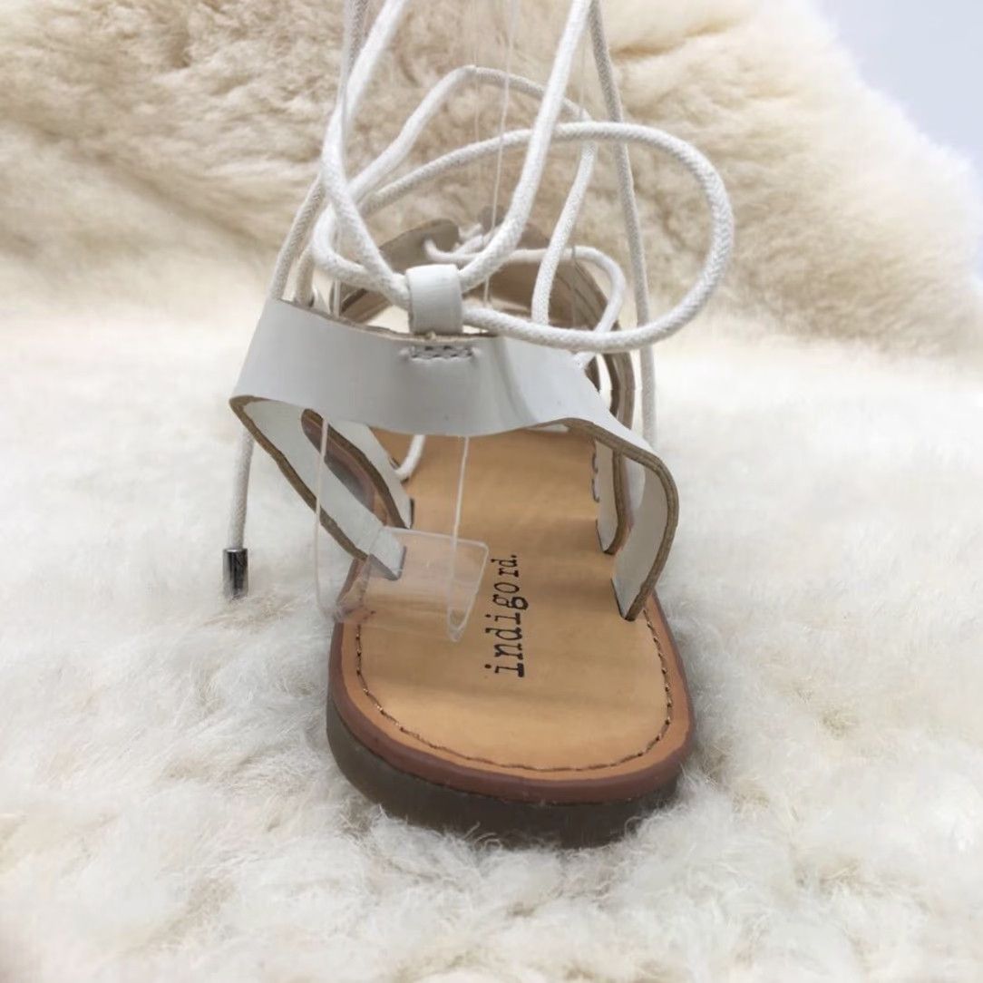Vintage INDIGO RD. Baku Gladiator Sandals White Lace Up Flat 6 M Womens Size US 6 / IT 36 - 4 Thumbnail