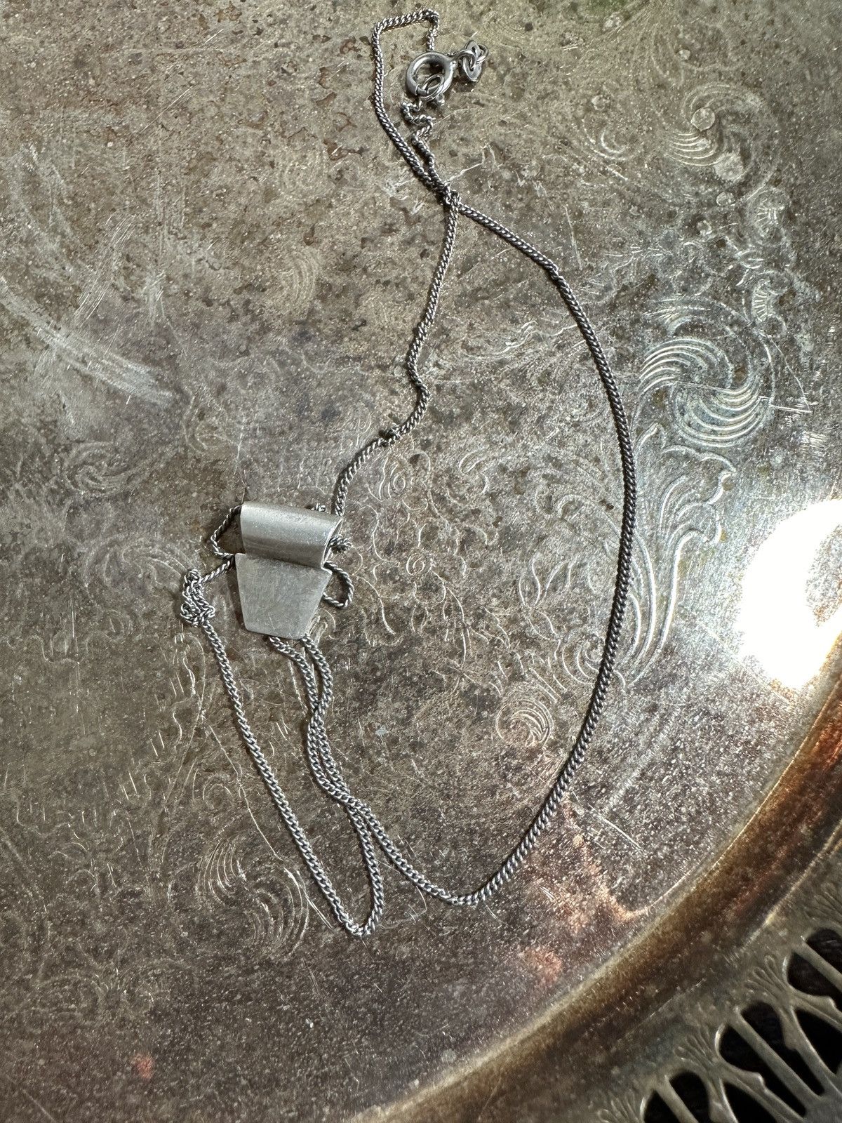 Vintage Second Hand Silver Petite Scroll Necklace Size ONE SIZE - 4 Thumbnail