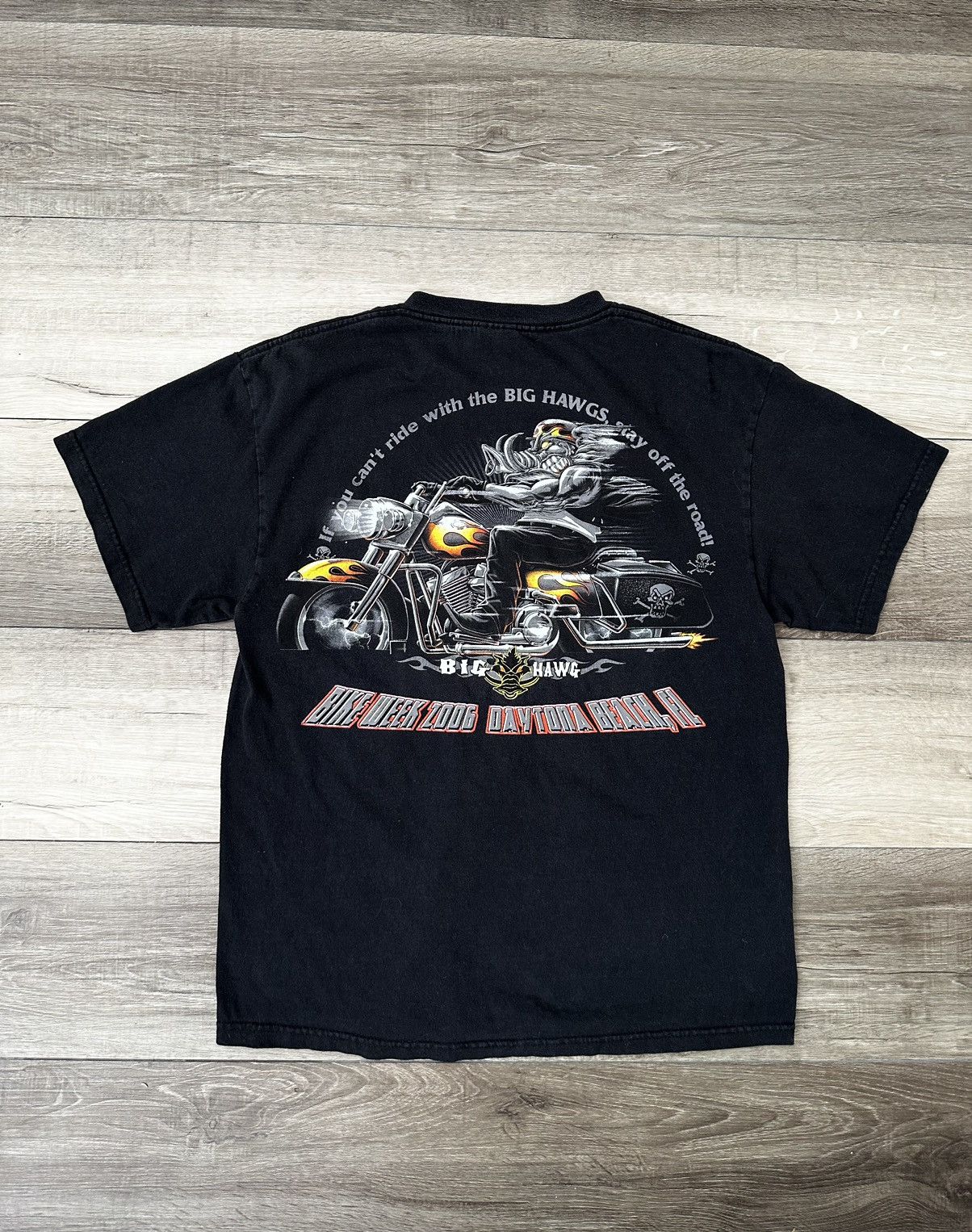 Hog HAWG Vintage Biker Tee Black Sz. Medium
