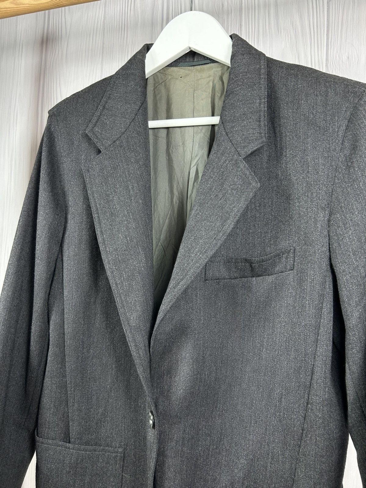 Max Mara Vintage MaxMara Grey Virgin Wool Blazer Jacket Made in Italy Size L / US 10 / IT 46 - 3 Thumbnail