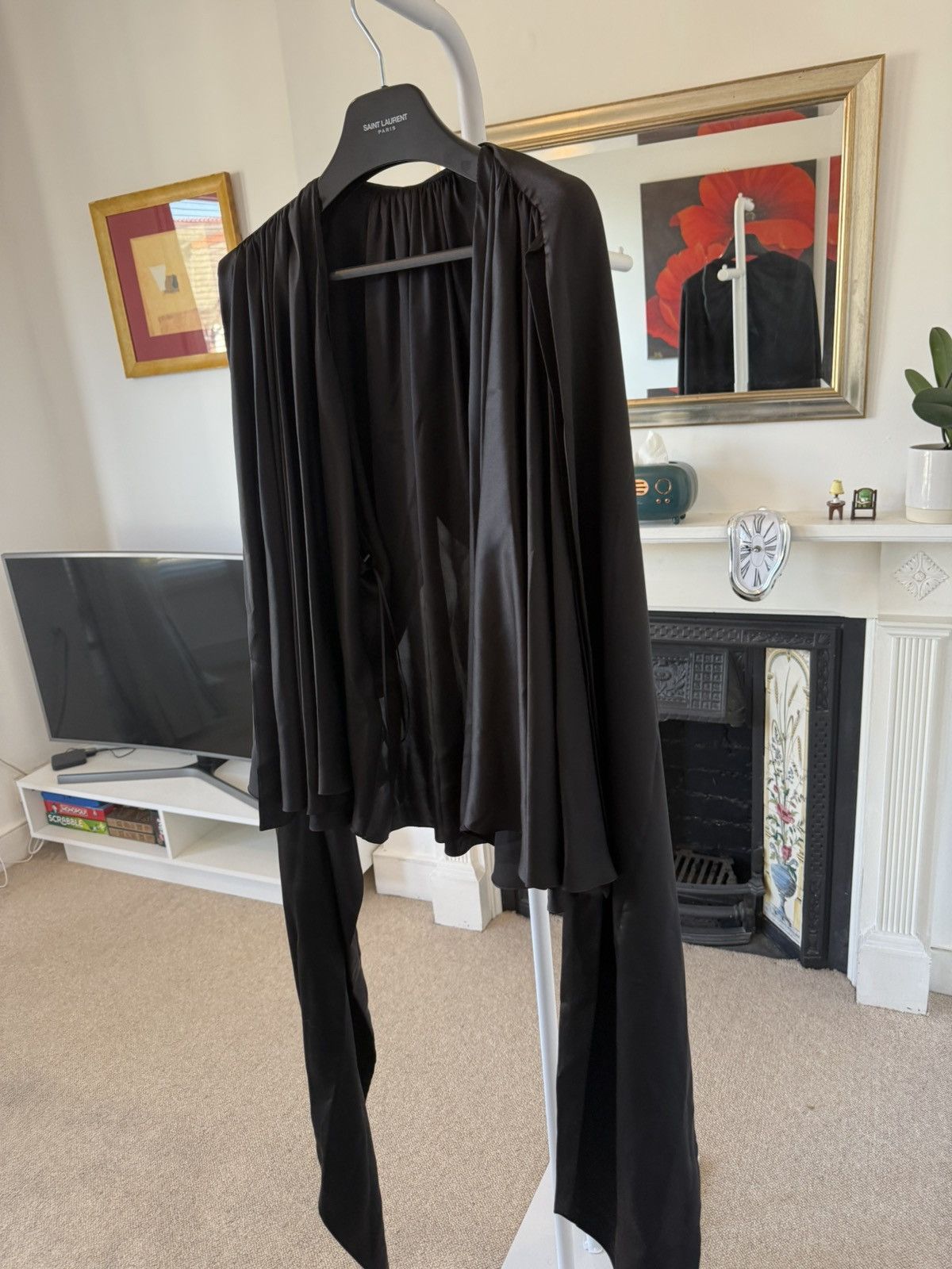 Saint Laurent Paris SS24 Saint Laurent Lavalliere-Neck Top in Silk Satin Size US XS / EU 42 / 0 - 5 Thumbnail