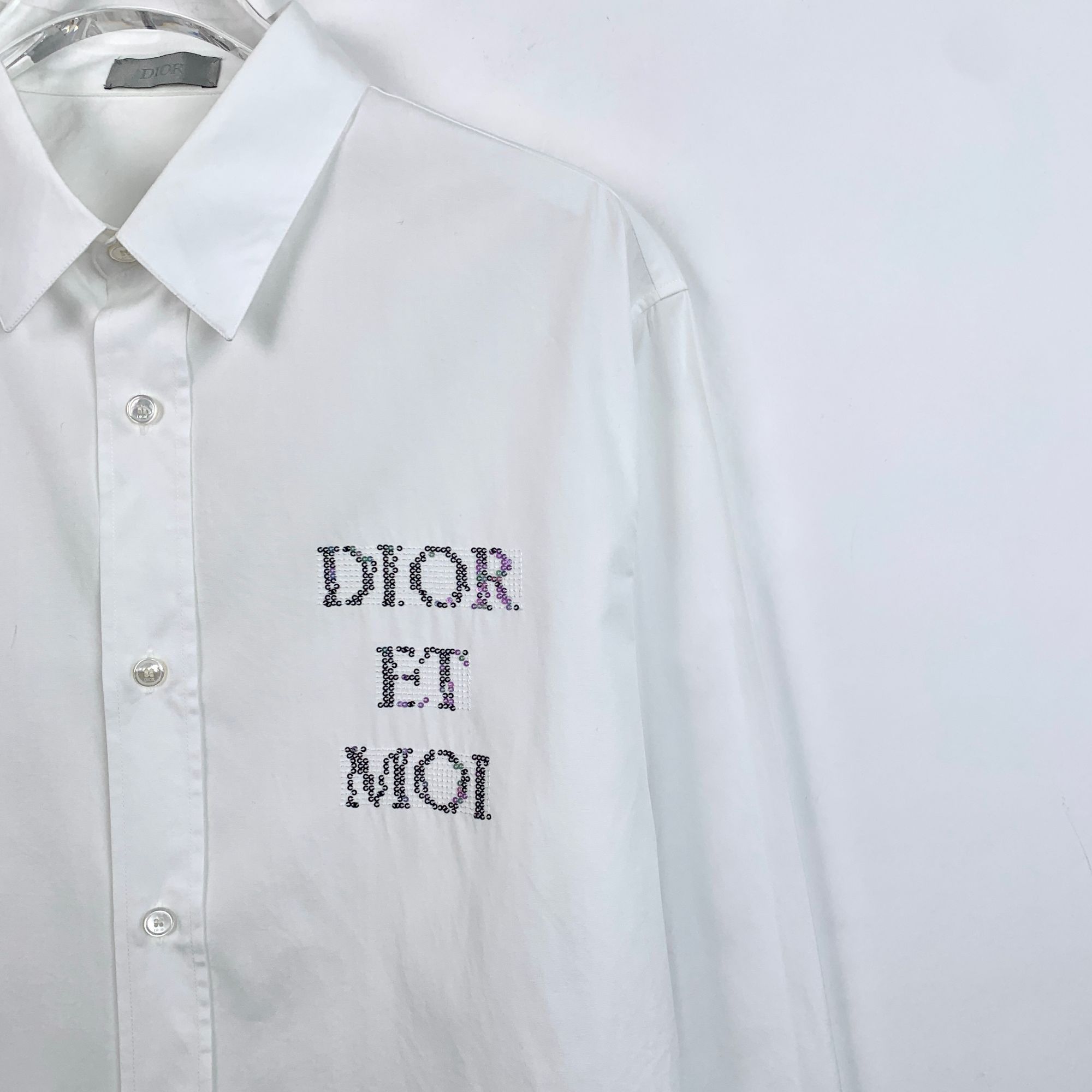 Dior Dior White Cotton & Polyester Embroidered Button-Down Shirt Size S / US 4 / IT 40 - 3 Thumbnail