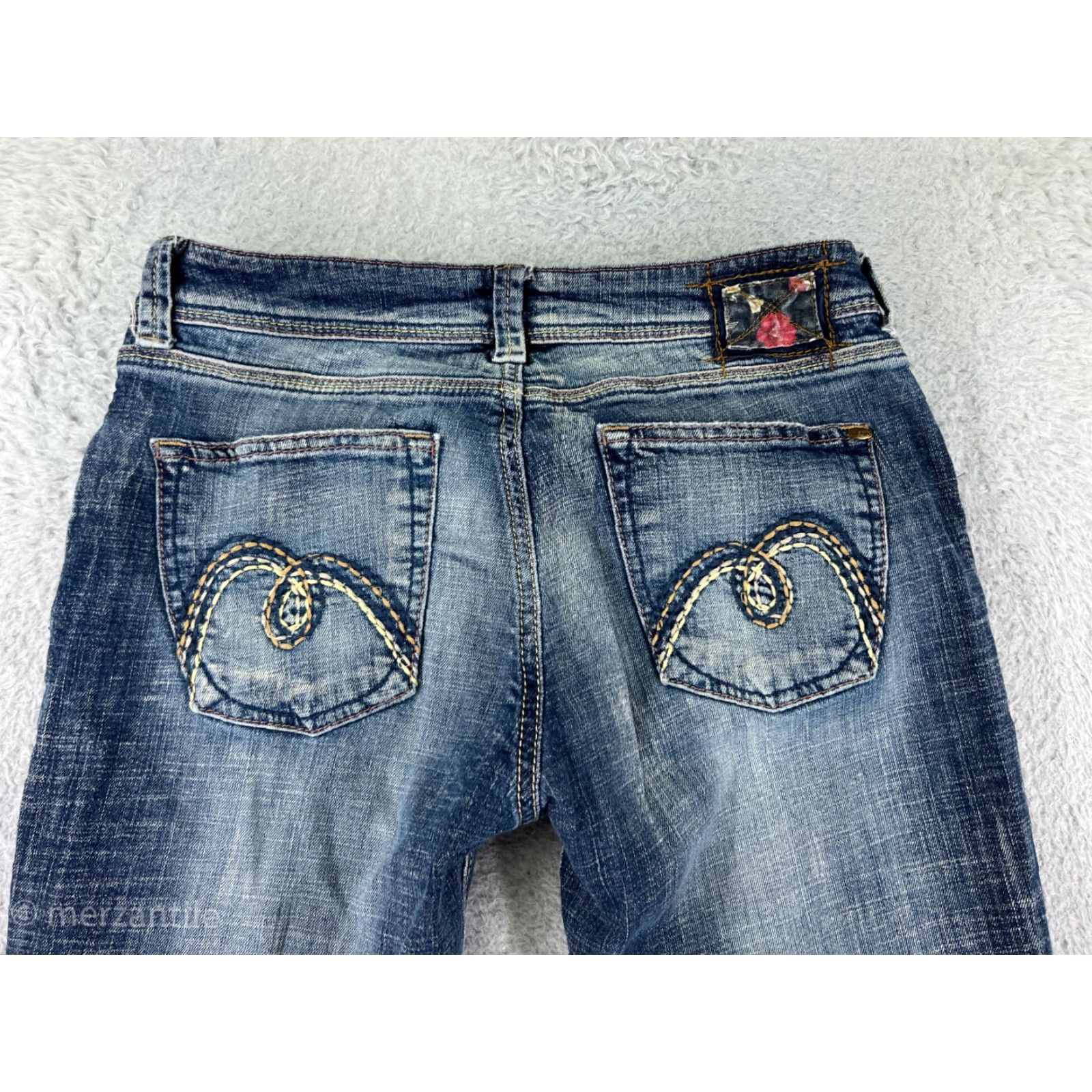 Mavi Mavi Women's Jeans Bootcut Size 29 Blue Denim Stretch Embroidered Distressed Cotton Women's Size 29" - 3 Thumbnail
