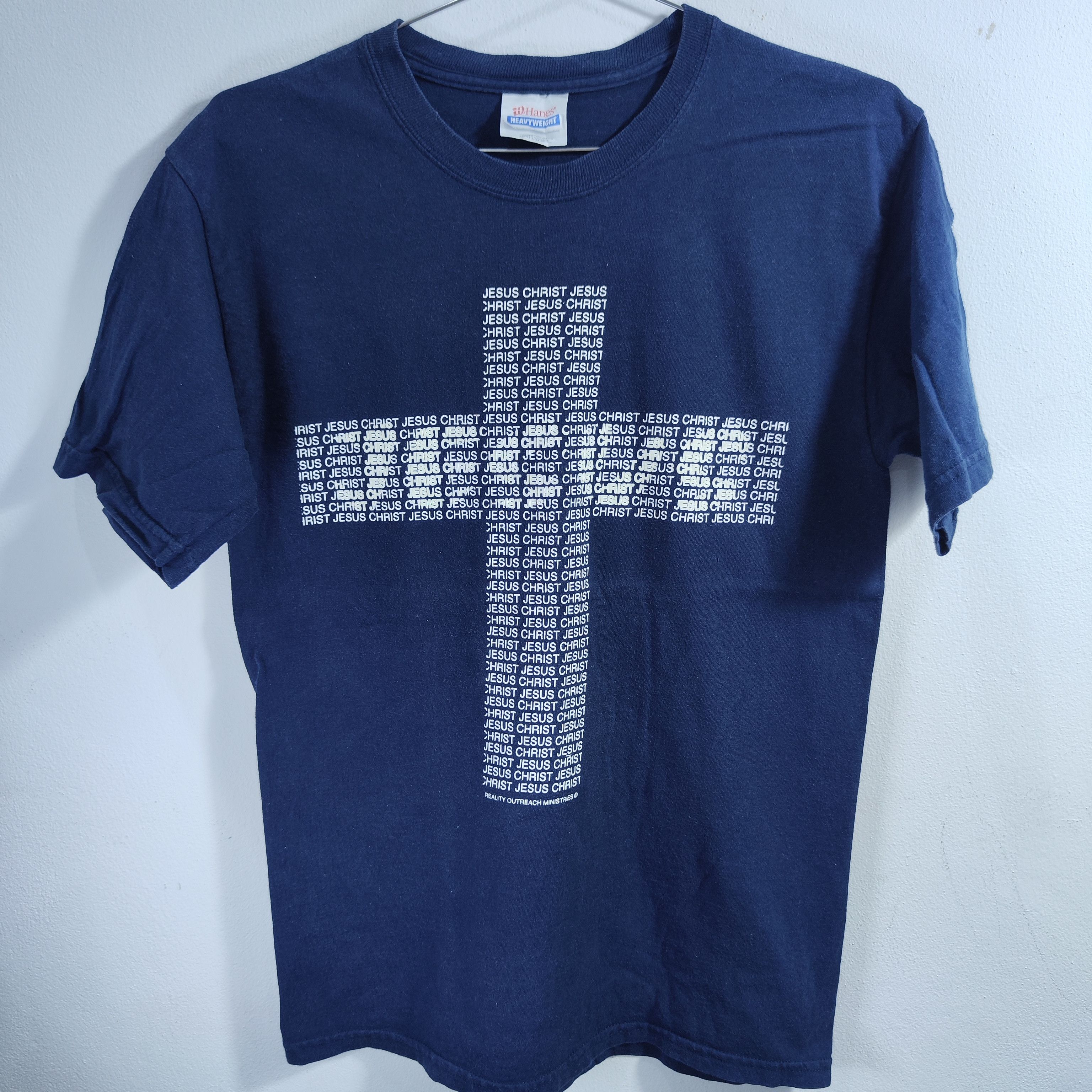 Hanes Vintage Jesus Christ Tee y2k Blue medium Size US M / EU 48-50 / 2 - 2 Thumbnail