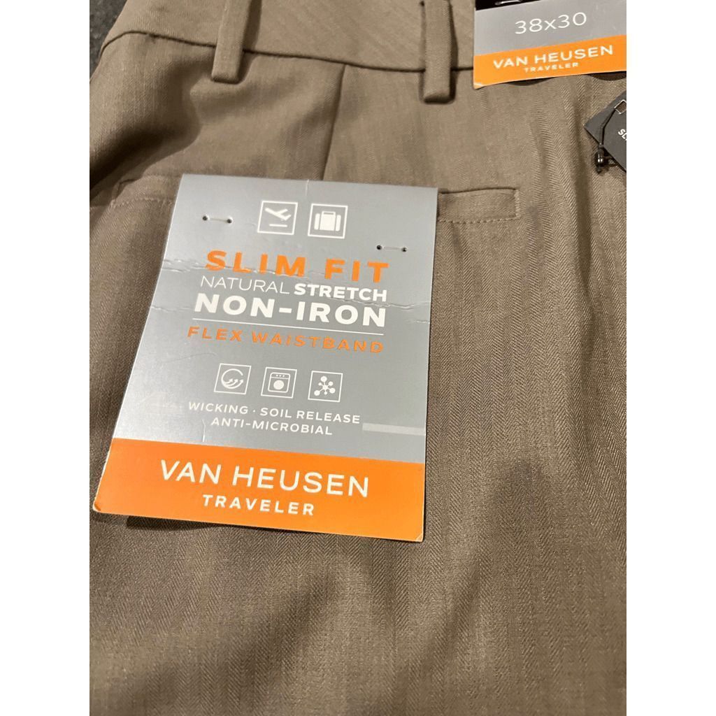 Van Heusen Van Heusen Traveler Slim Fit Mens Flat Front Pant size 38x30 Size US 38 / EU 54 - 4 Thumbnail