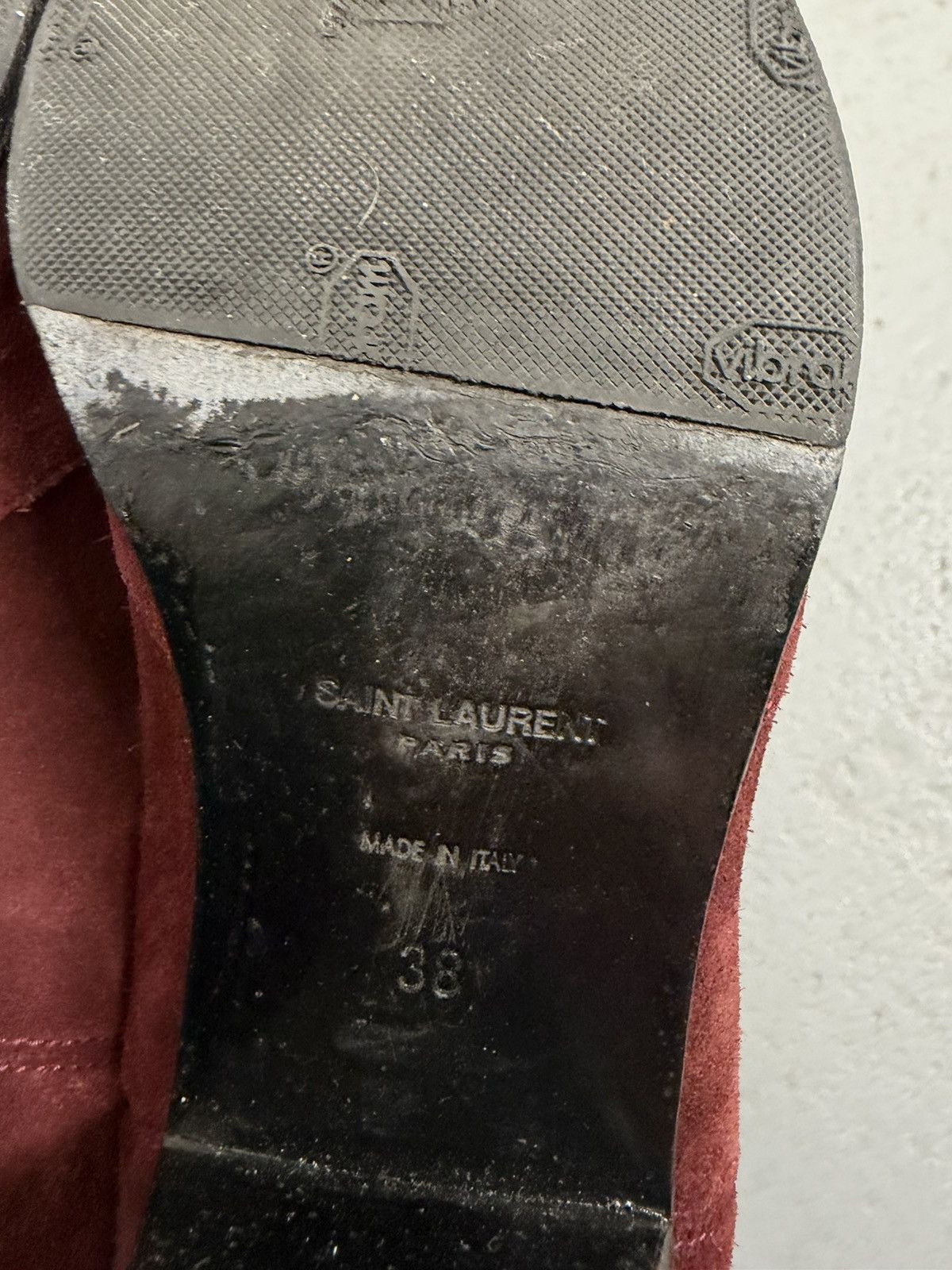 Saint Laurent Paris Saint Laurent Burgundy Suede Chelsea Boots Size US 8 / IT 38 - 11 Thumbnail