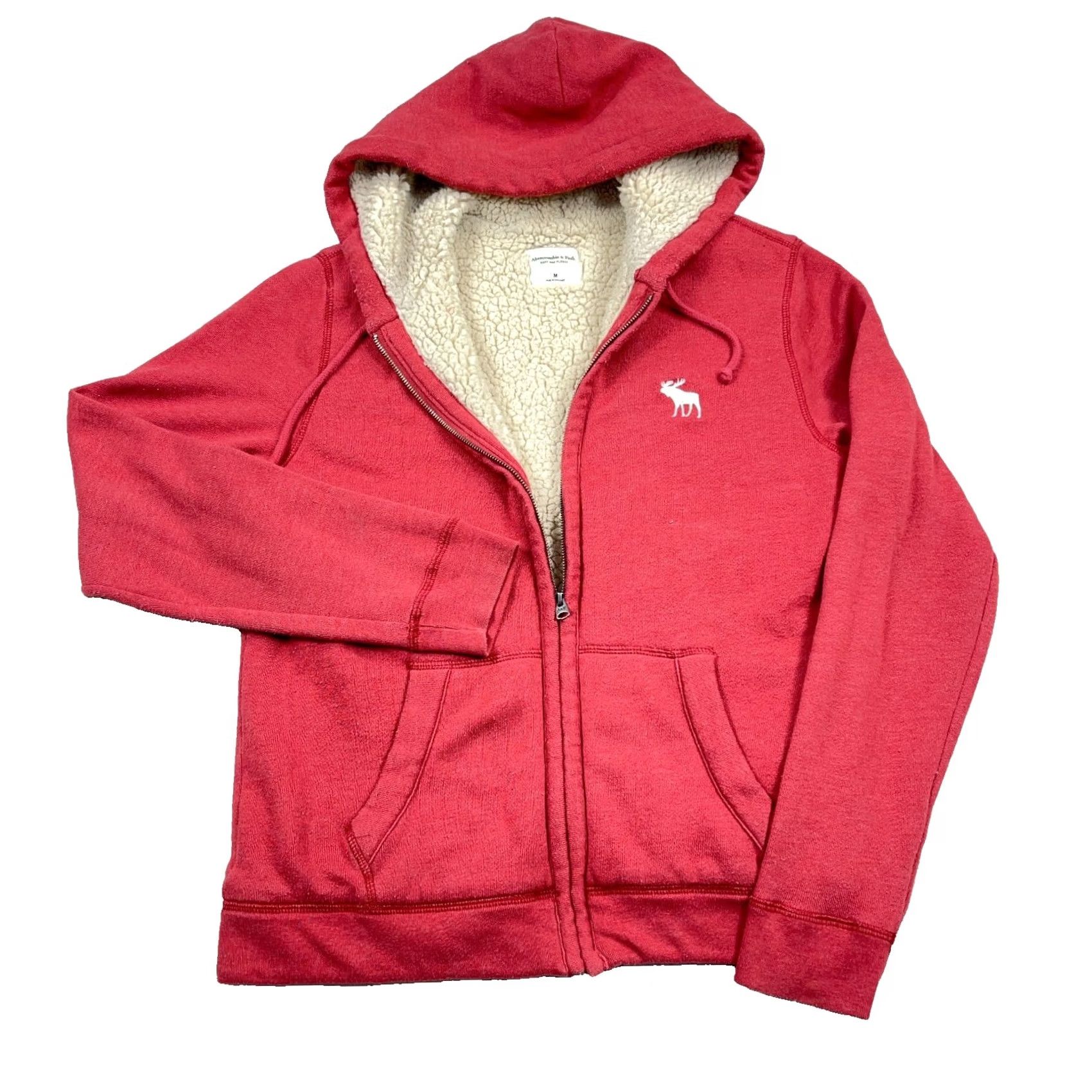Abercrombie & Fitch VINTAGE Abercrombie & Fitch Hoodie Mens M Pink Sherpa Lined Full Zip Pullover Logo Embroidered Unisex? Size US M / EU 48-50 / 2 - 2 Thumbnail