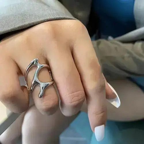 Other Abstract Ring Slime Silver Modern Punk Art Psychedelic Size ONE SIZE - 3 Thumbnail