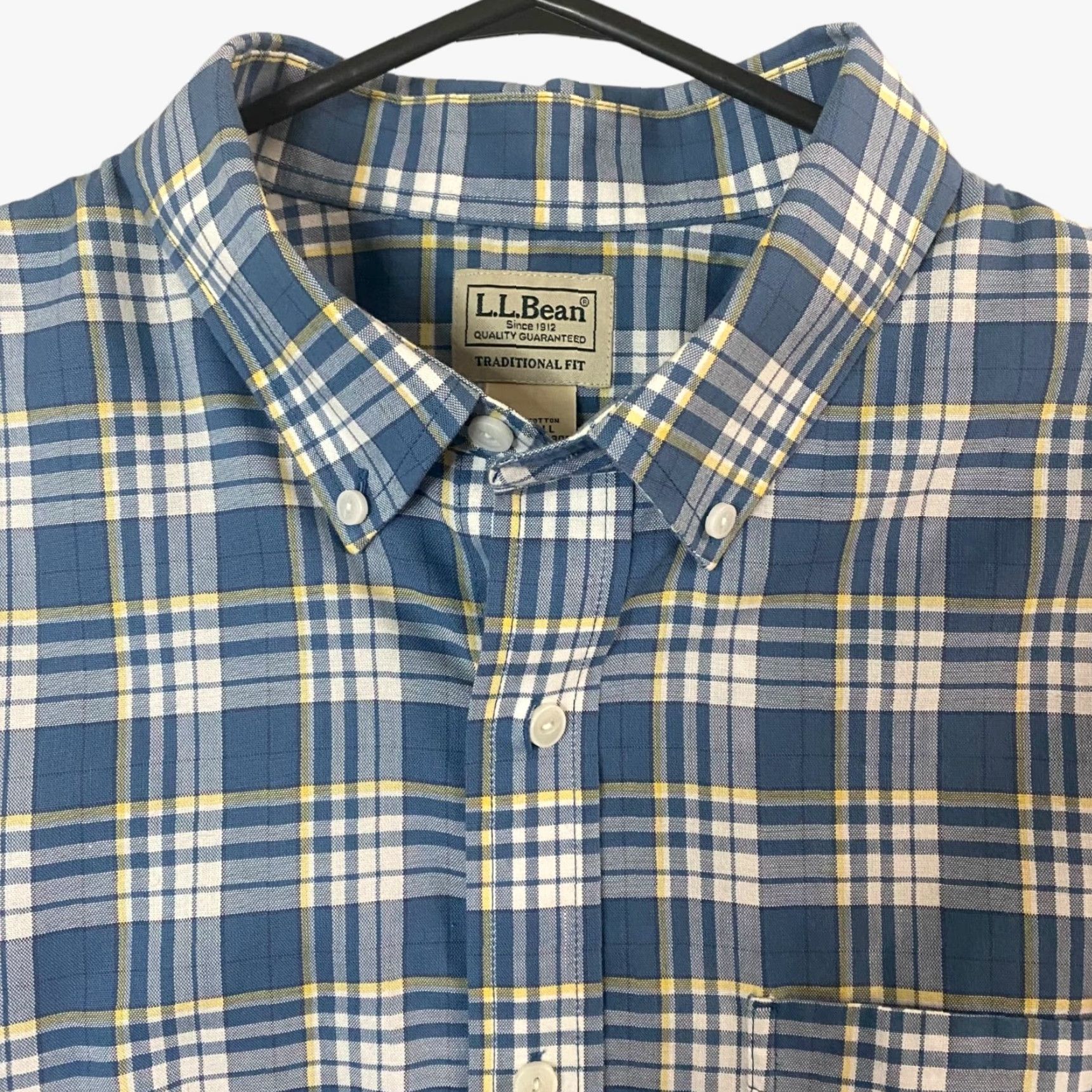 Vintage L.L. Bean Shirt XLT Tall Long Sleeve Traditional Blue Plaid Button Down Mens Size US XL / EU 56 / 4 - 5 Thumbnail