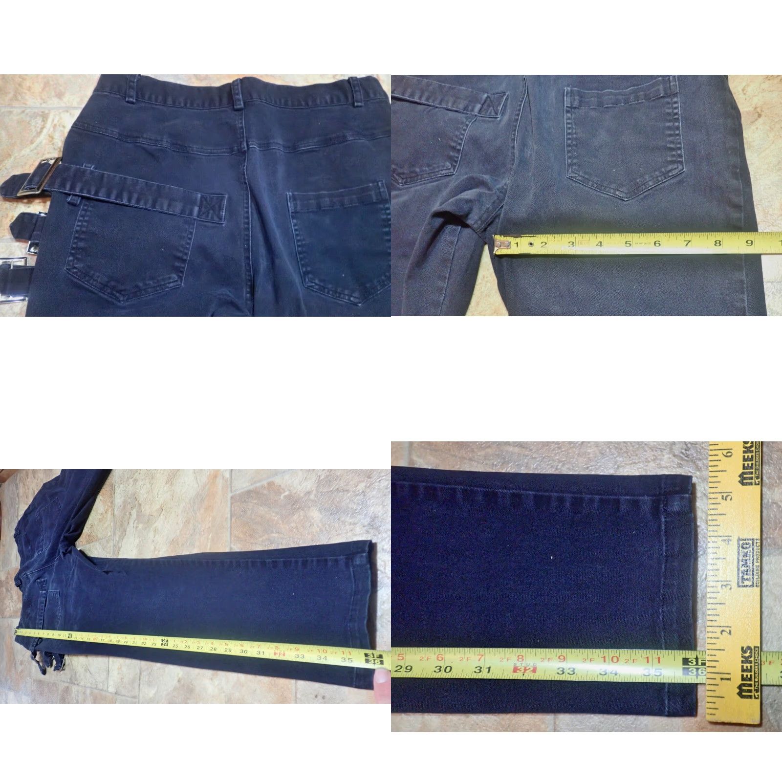 Vintage VINTAGE Women's Bondage Pants 29x25 Black Goth Punk Buckles Zippers Taper Leg Pant Women Size 29" - 8 Thumbnail