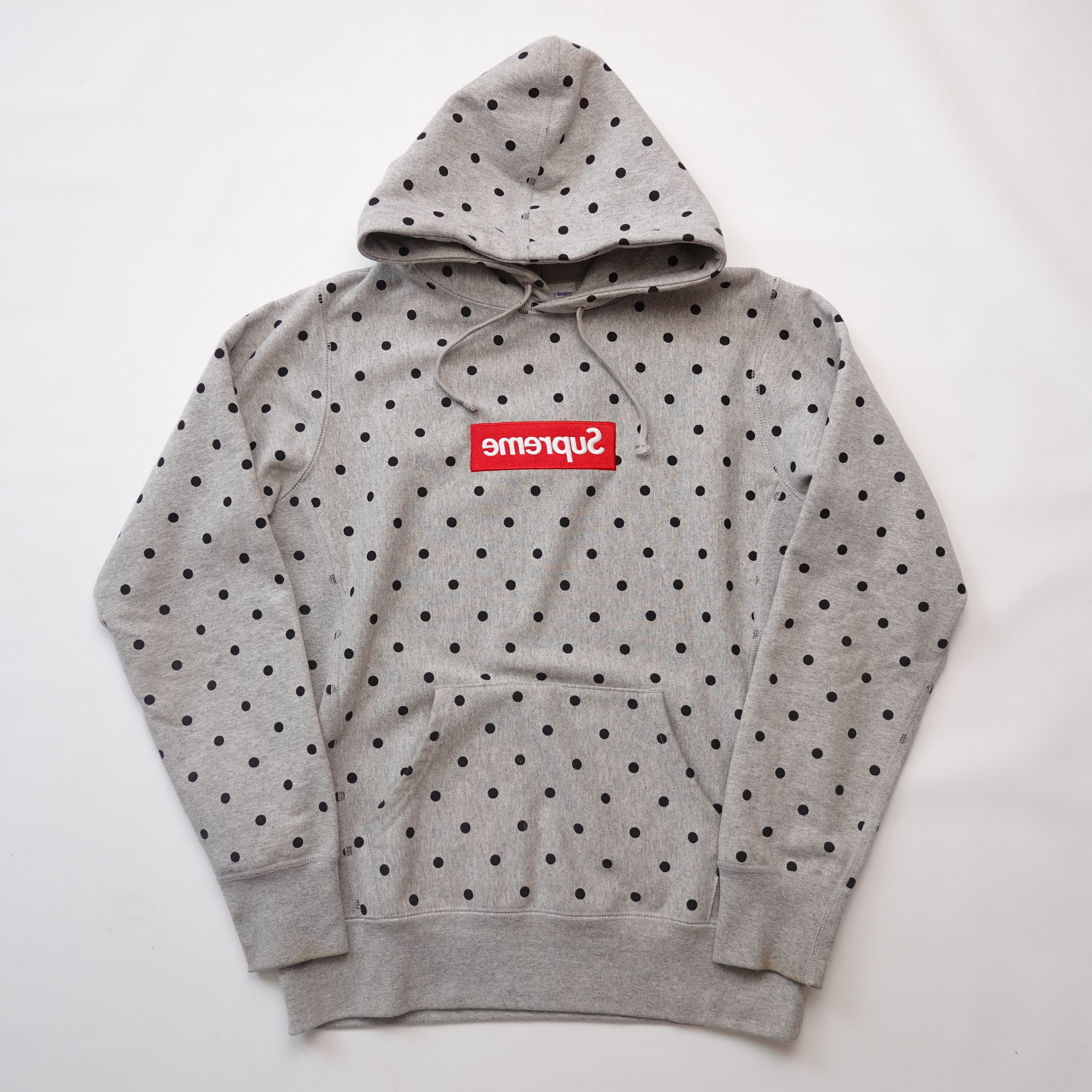 Pre-owned Comme Des Garcons X Supreme 2012 Supreme Cdg Polkadot Grey Bogo Hoodie - Size M