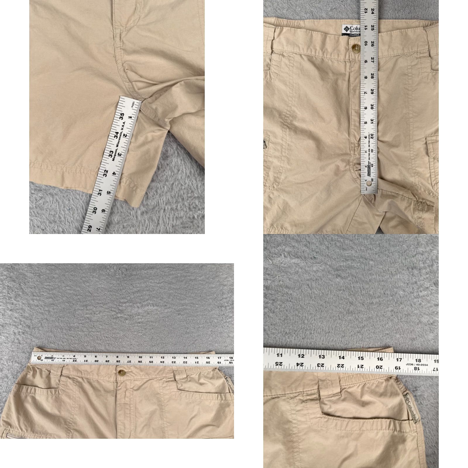 Vintage Columbia Shorts Women Large Beige Cargo Elastic Waist Cotton Nylon Blend 34x5 Cargo Pocket Logo 5 in Inseam Regular Vintage No Size 36" / US 14 / IT 50 - 8 Thumbnail