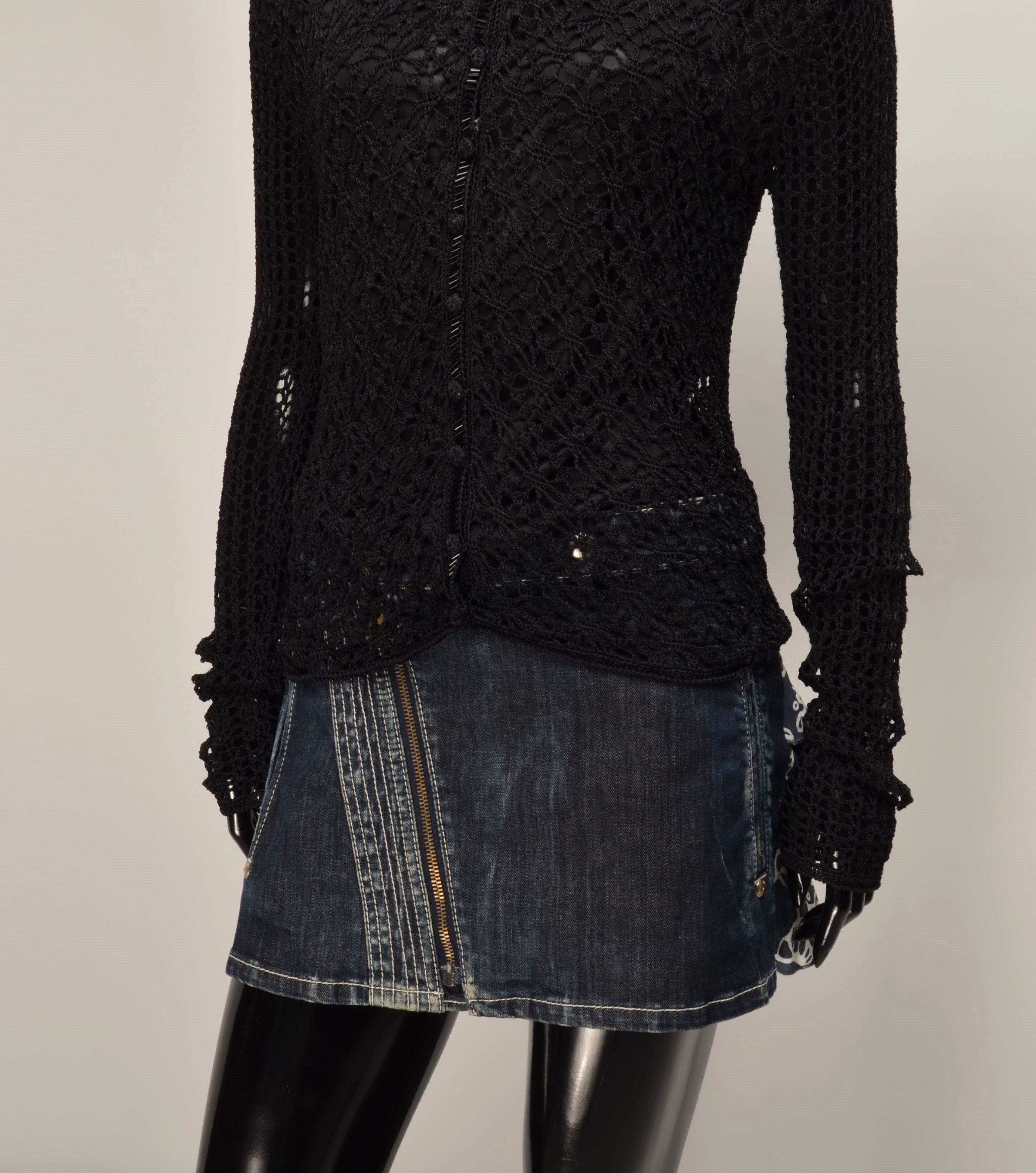 Vintage Factotum Vintage Y2K Grunge Crochet Knit Cardigan Size L / US 10 / IT 46 - 3 Thumbnail