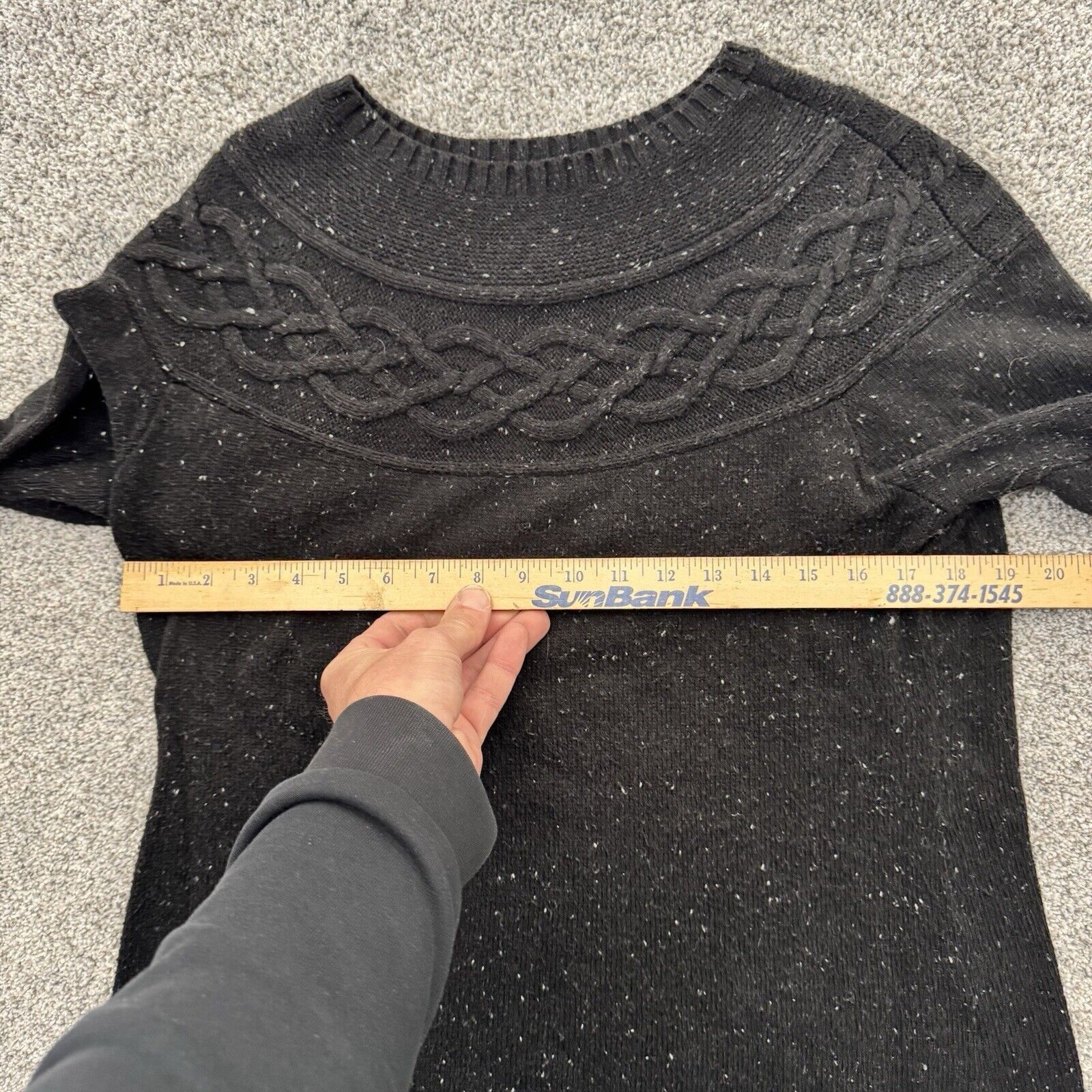 Other Talbots Sweater M Petite Black Cable Knit Speckled Academia Size M / US 6-8 / IT 42-44 - 3 Thumbnail