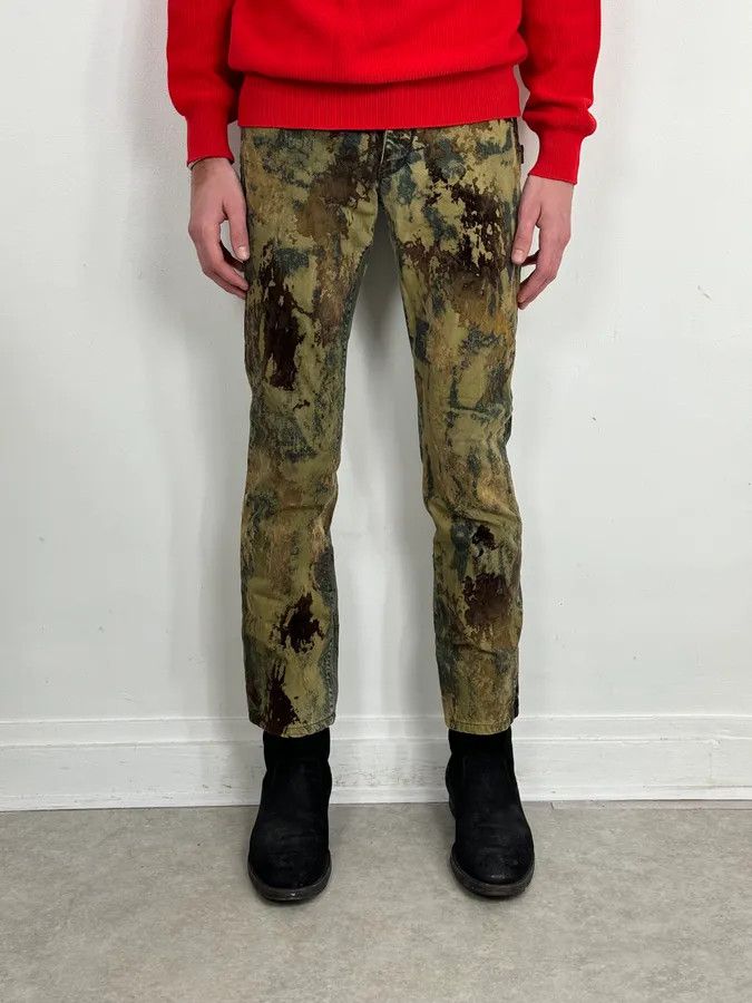 Jean Paul Gaultier 2000s Jean Paul Gaultier Earth Eroded Green Velvet Pants Size 24" / US 00 / IT 34 - 2 Thumbnail