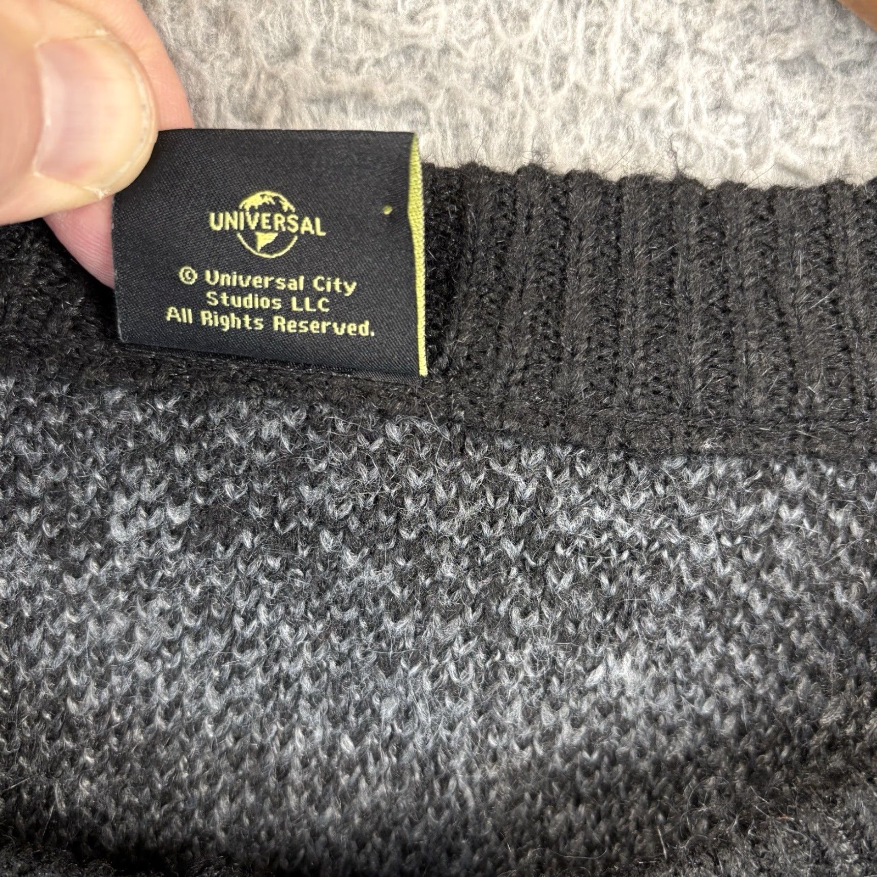 Vintage Wicked Sweater Cardigan Women L Black Gray Zebra Stripe Crew Neck Button Logo Long Sleeve Knit Polyester Cardigan Movie Theme Vintage: No Size L / US 10 / IT 46 - 3 Thumbnail