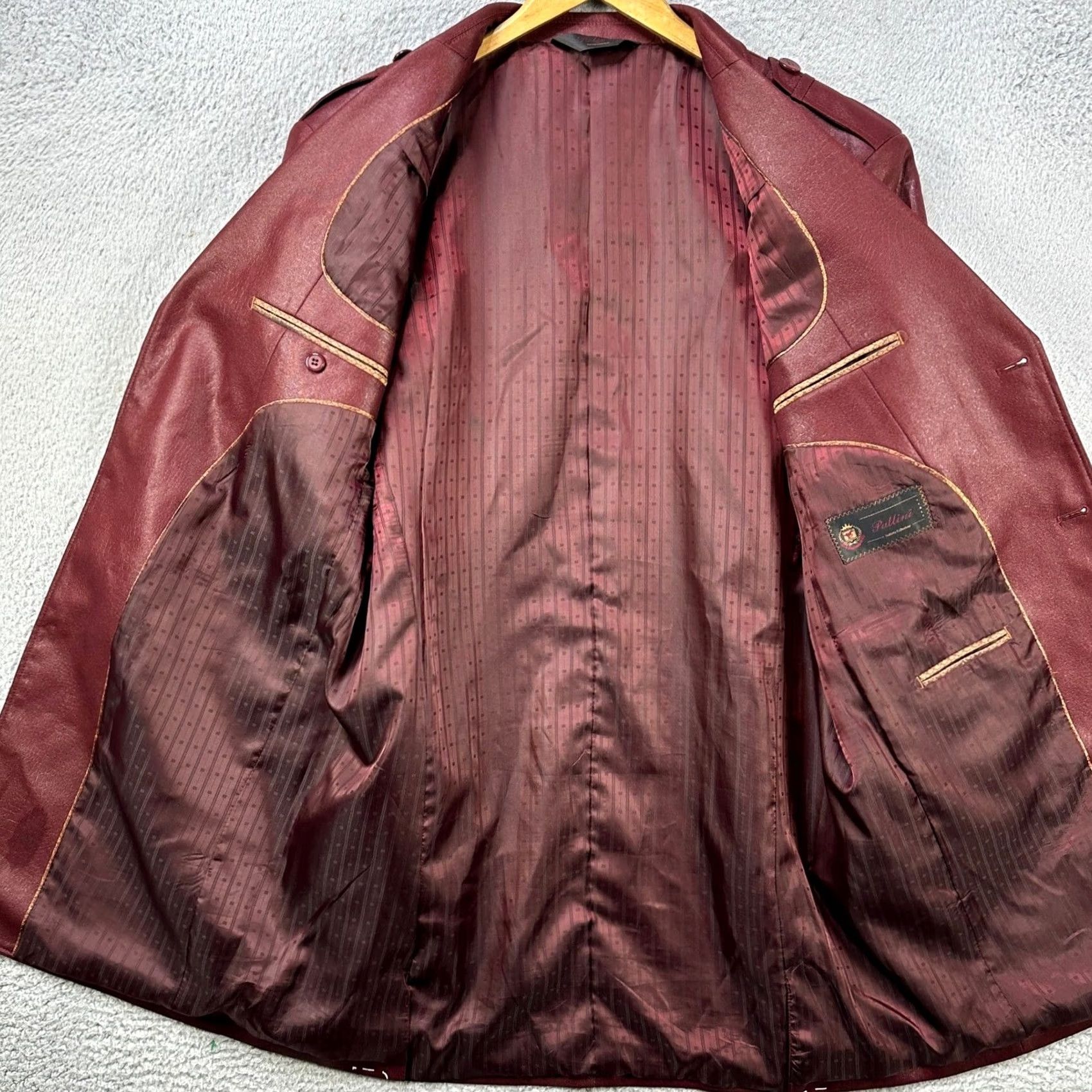Vintage Pallini Sport Coat Blazer Mens 40L Red Notch Lapel Three-Button Long Sleeve Casual Business Coat Size 40R - 3 Thumbnail